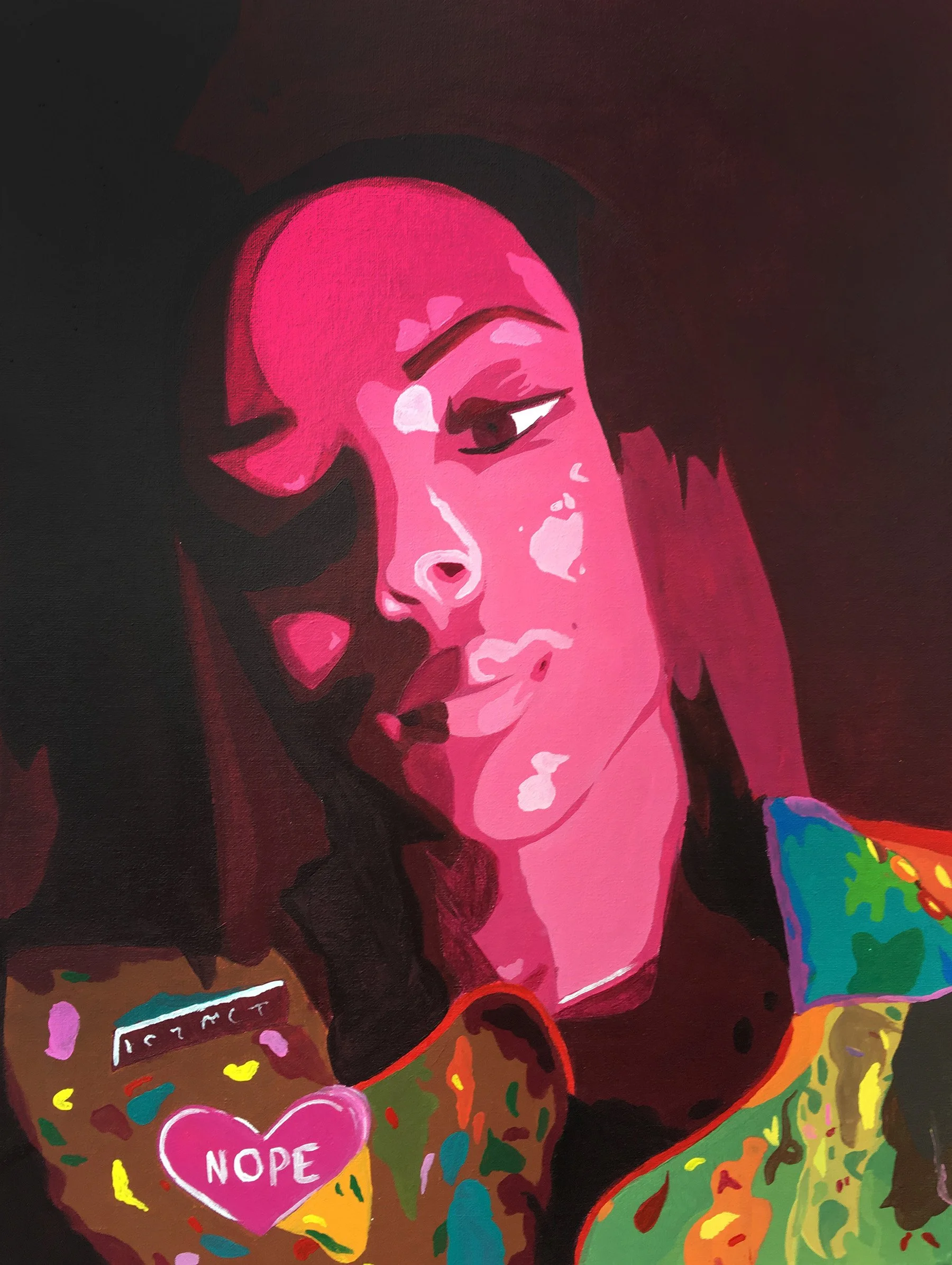 Nope, acrylic on canvas board, 2016, by Lauryn Grubbs