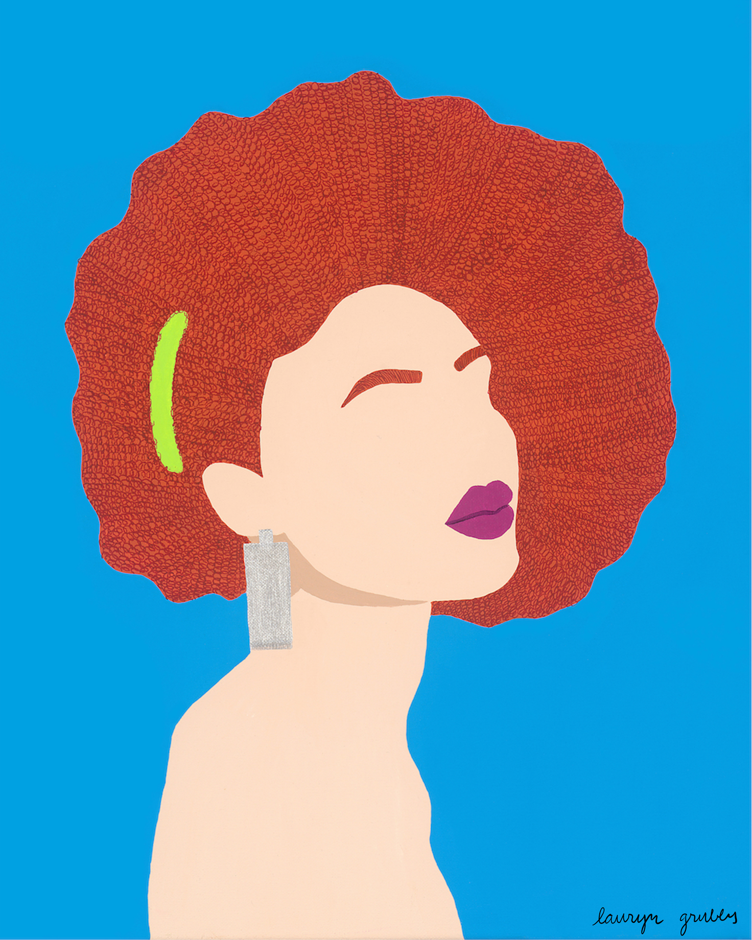 Curls, acrylic on canvas, 16"x20," 2021, by Lauryn Grubbs