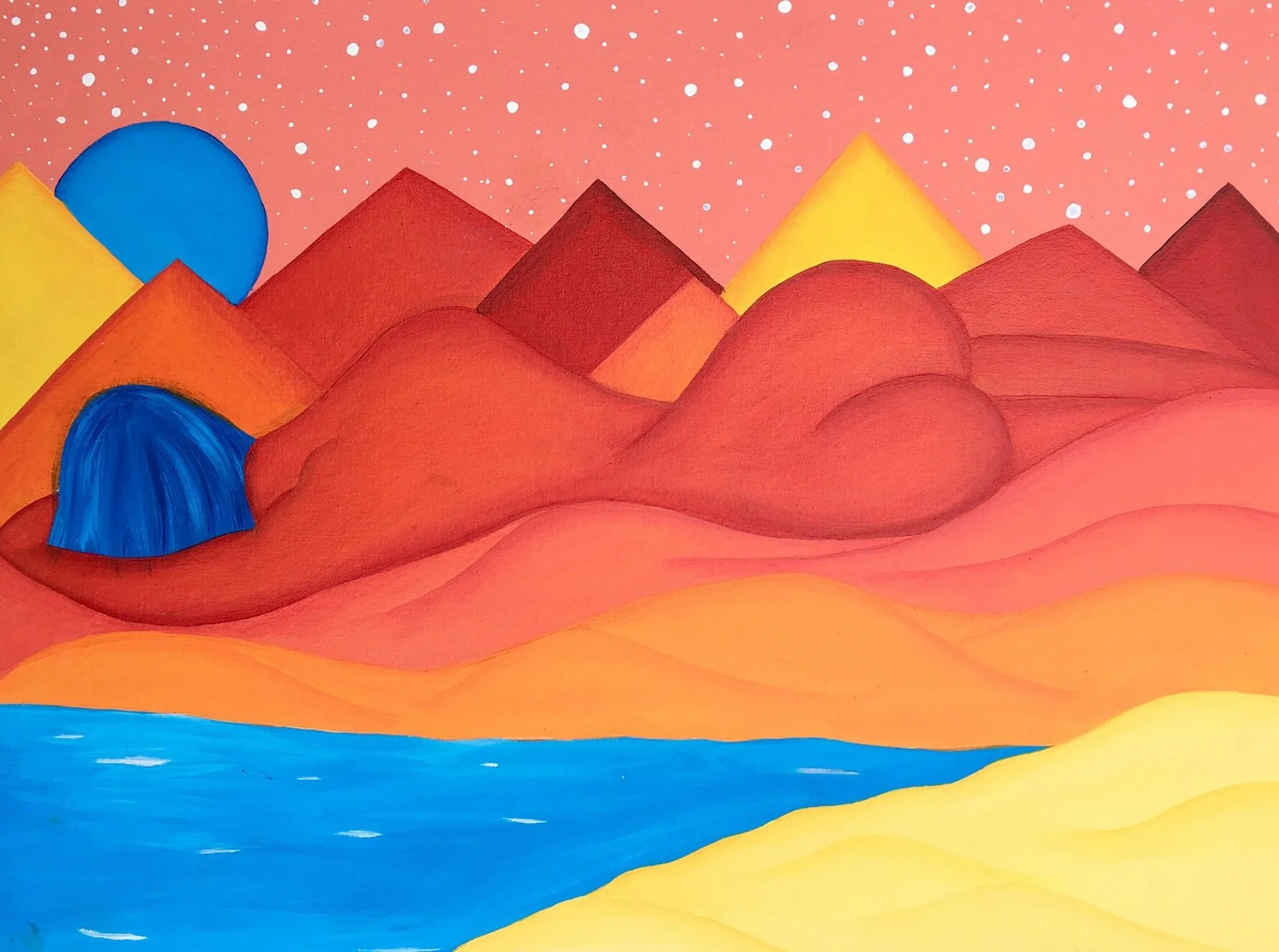 Rolling Hills, acrylic on canvas board, 2017, by Lauryn Grubbs