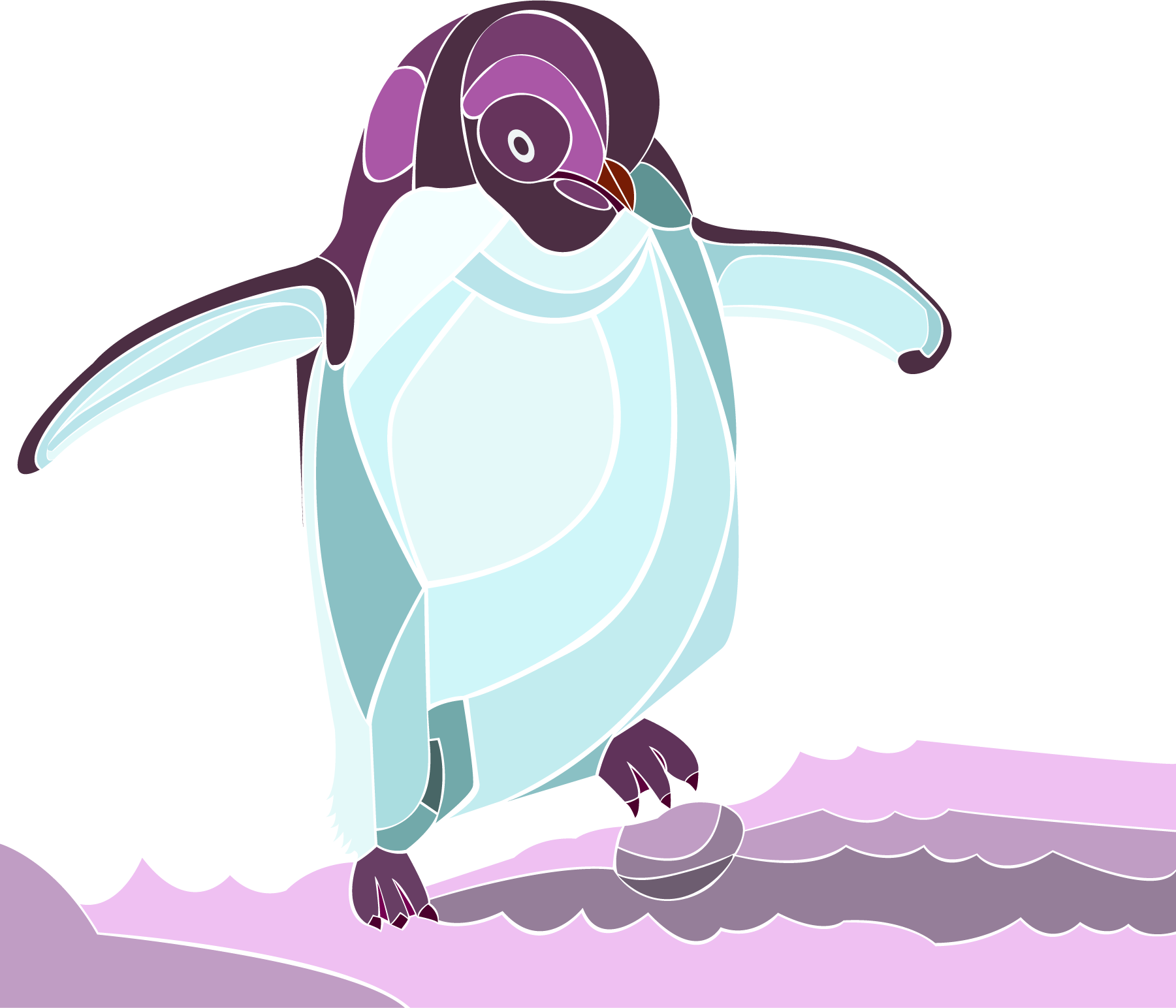 Penguin Organic Shape Rendition, digital drawing, 2022, by Lauryn Grubbs