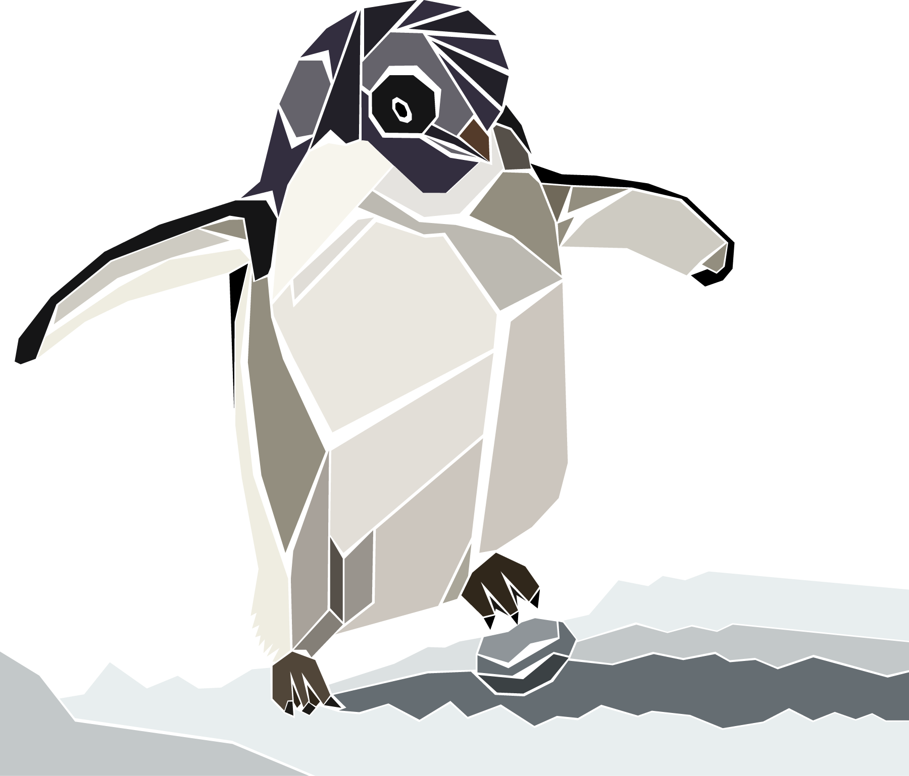 Penguin Inorganic Shape Rendition, digital drawing, 2022, by Lauryn Grubbs