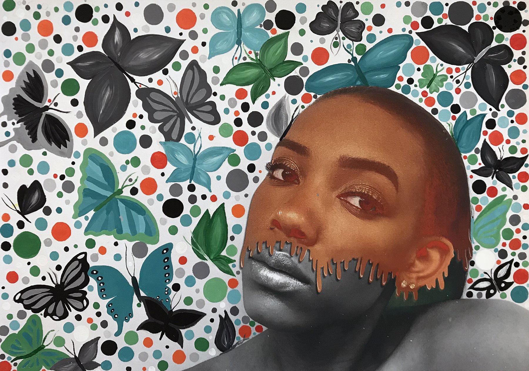 Utopia, mixed media painting, 2017, by Lauryn Grubbs