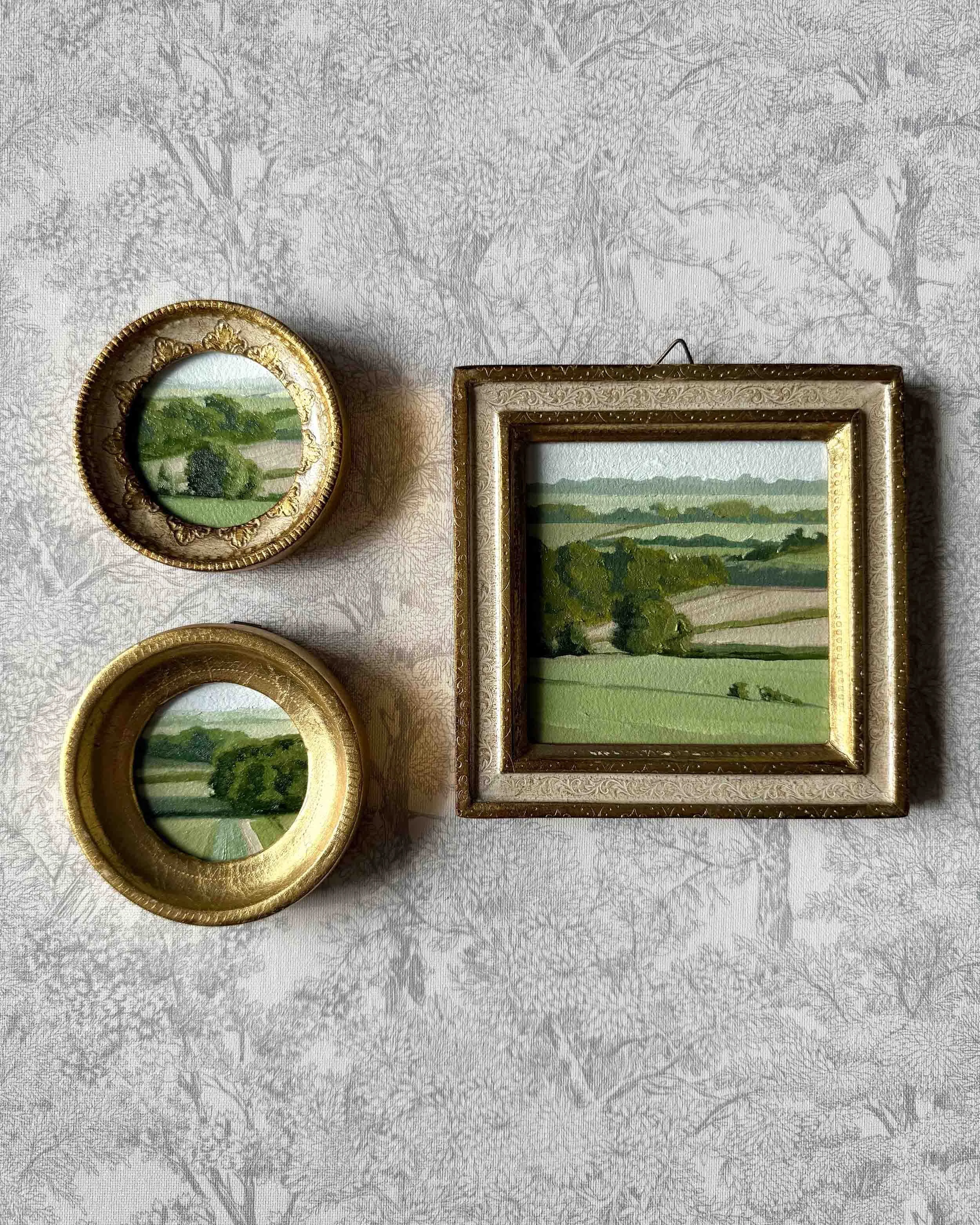 "Rolling Greens Mini" original oil landscape painting