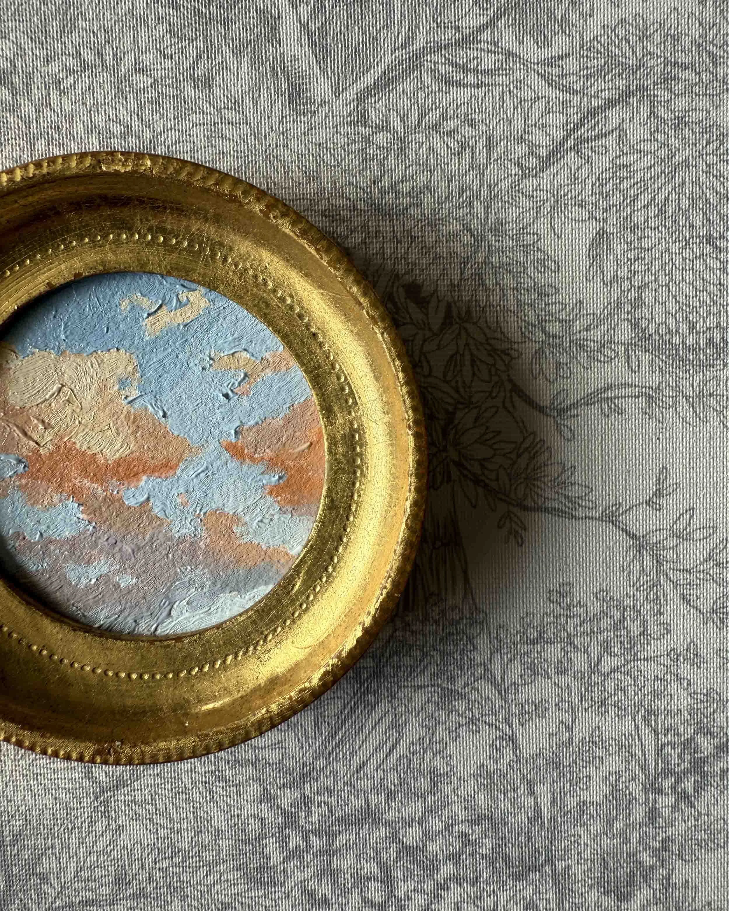 "Sunset Mini" original oil landscape painting in vintage Florentine frame