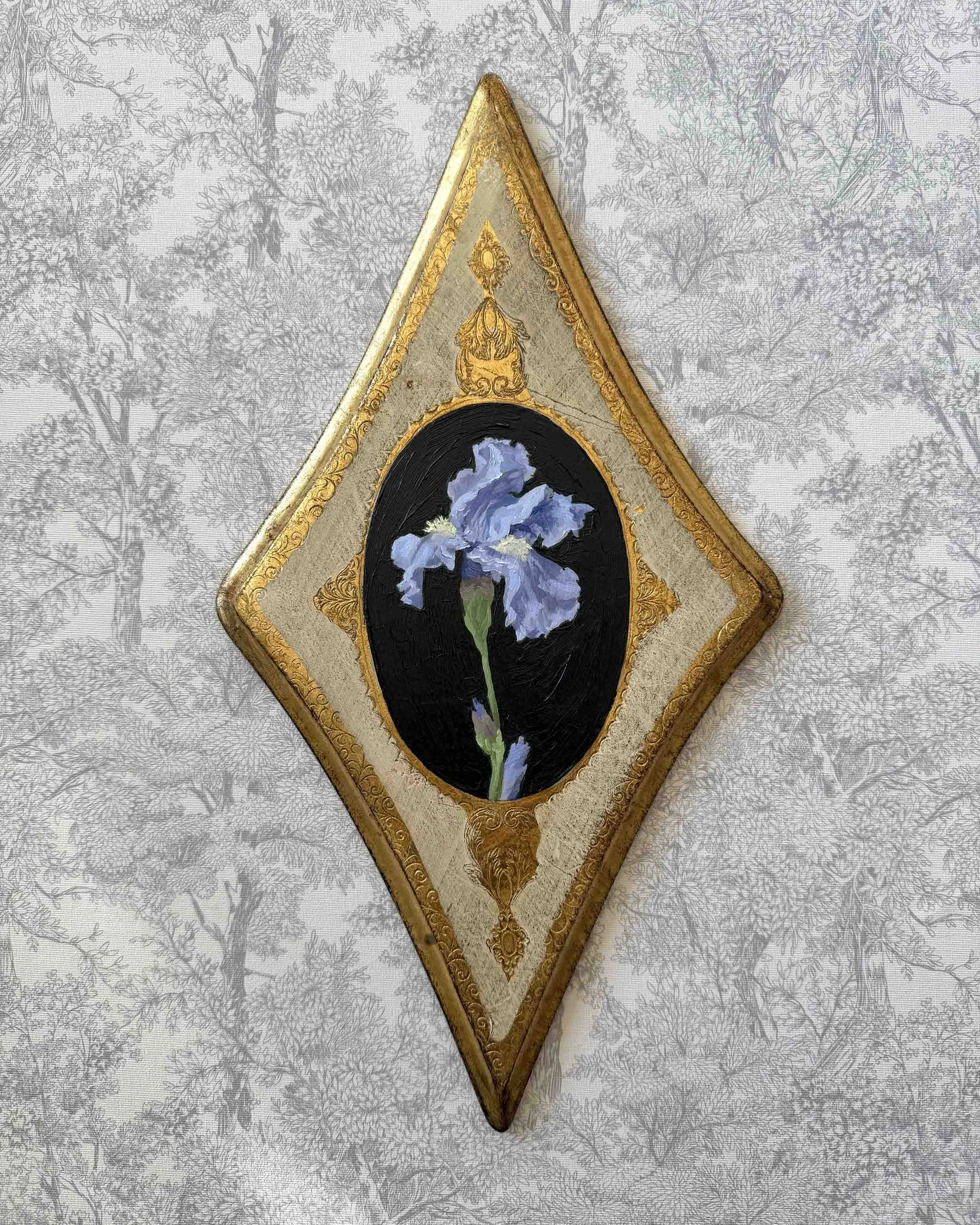 Purple Iris on Diamond iii | 7.75 x 14.5"