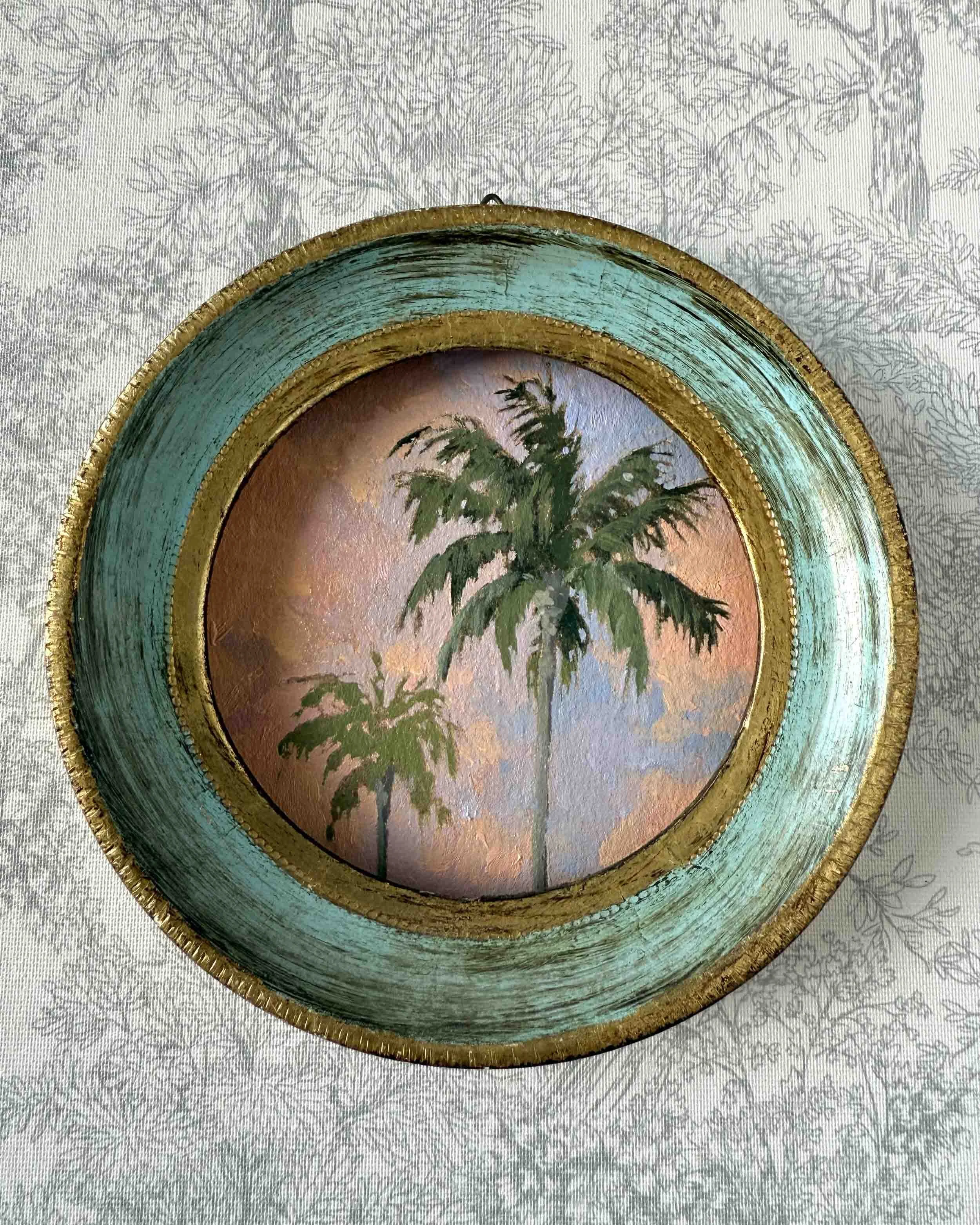 "Sunset Palm Duo iv" original oil landscape painting