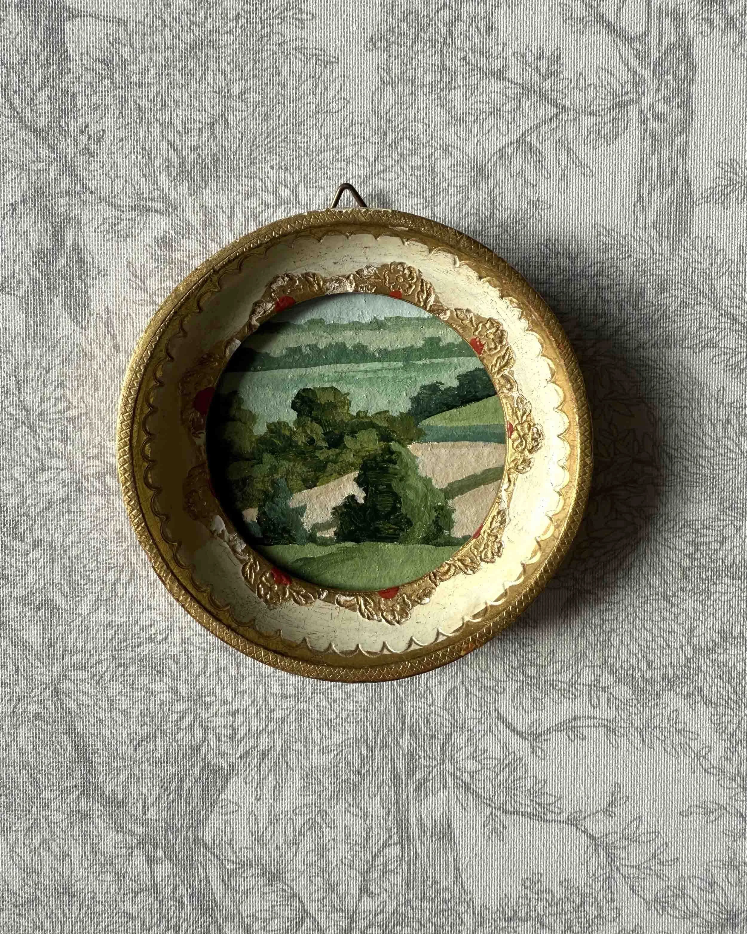 "Rolling Greens Mini iv" original acrylic landscape painting