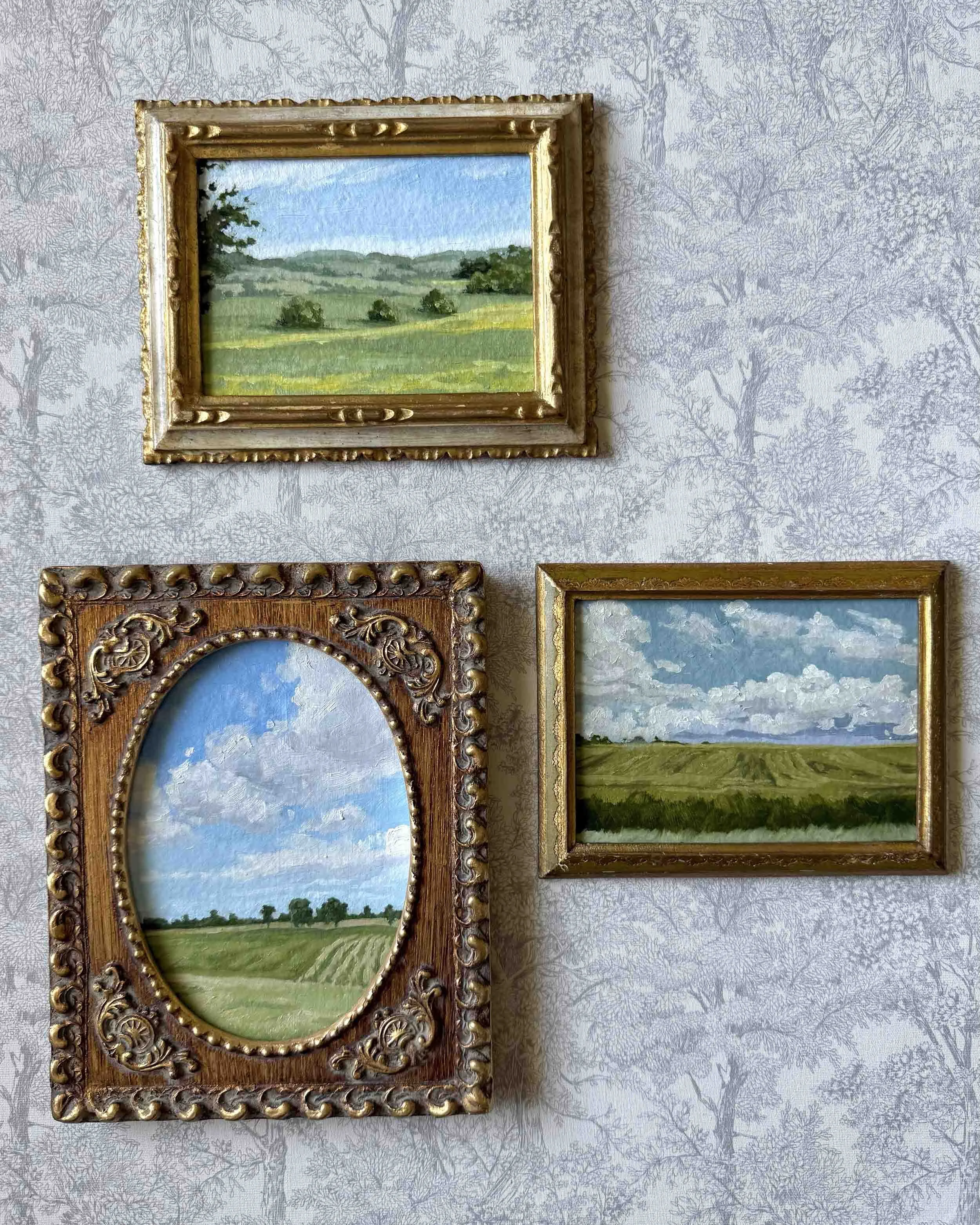"Field with Rolling Clouds" original oil landscape painting