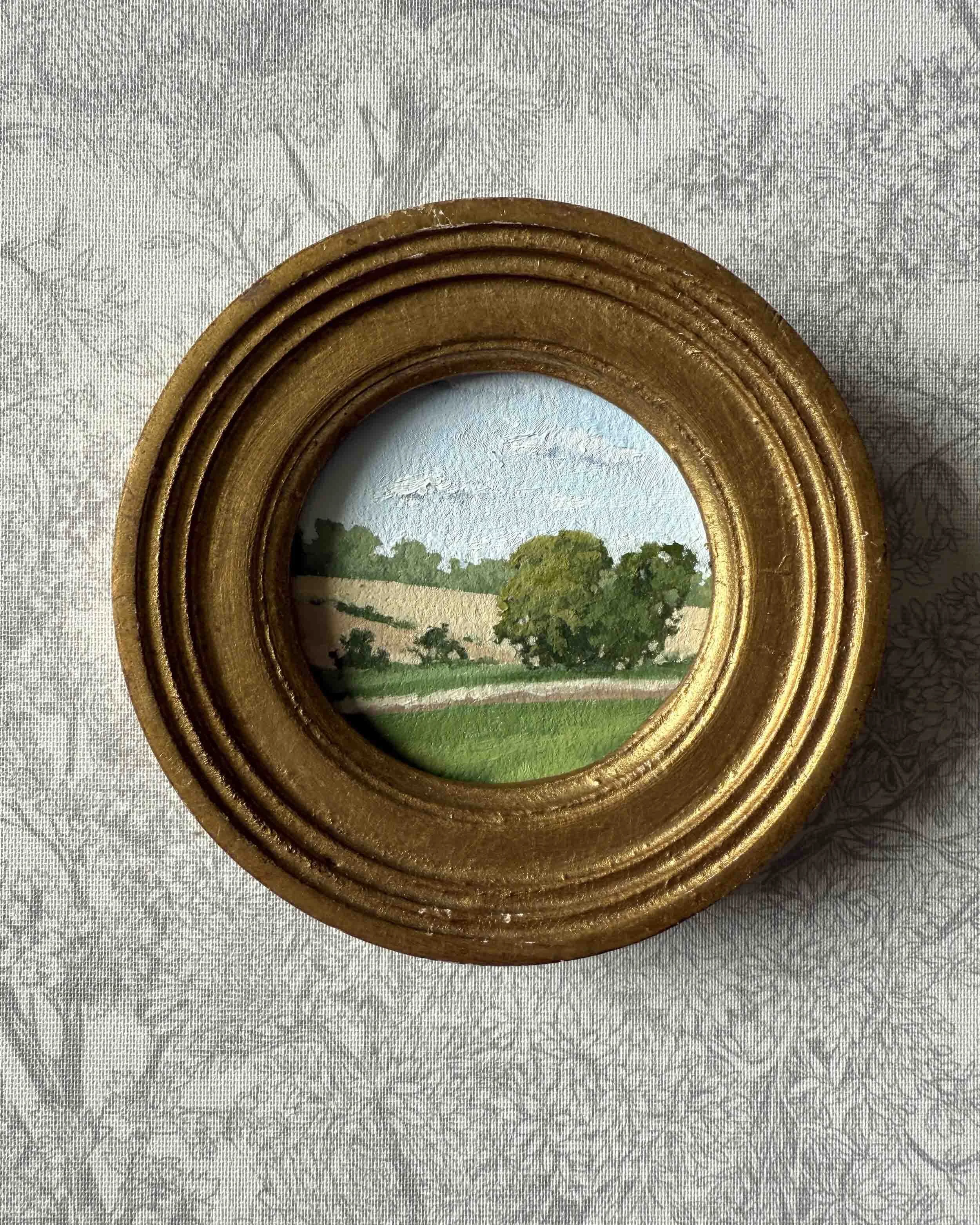 "Layered iii" original oil landscape painting in vintage Florentine frame