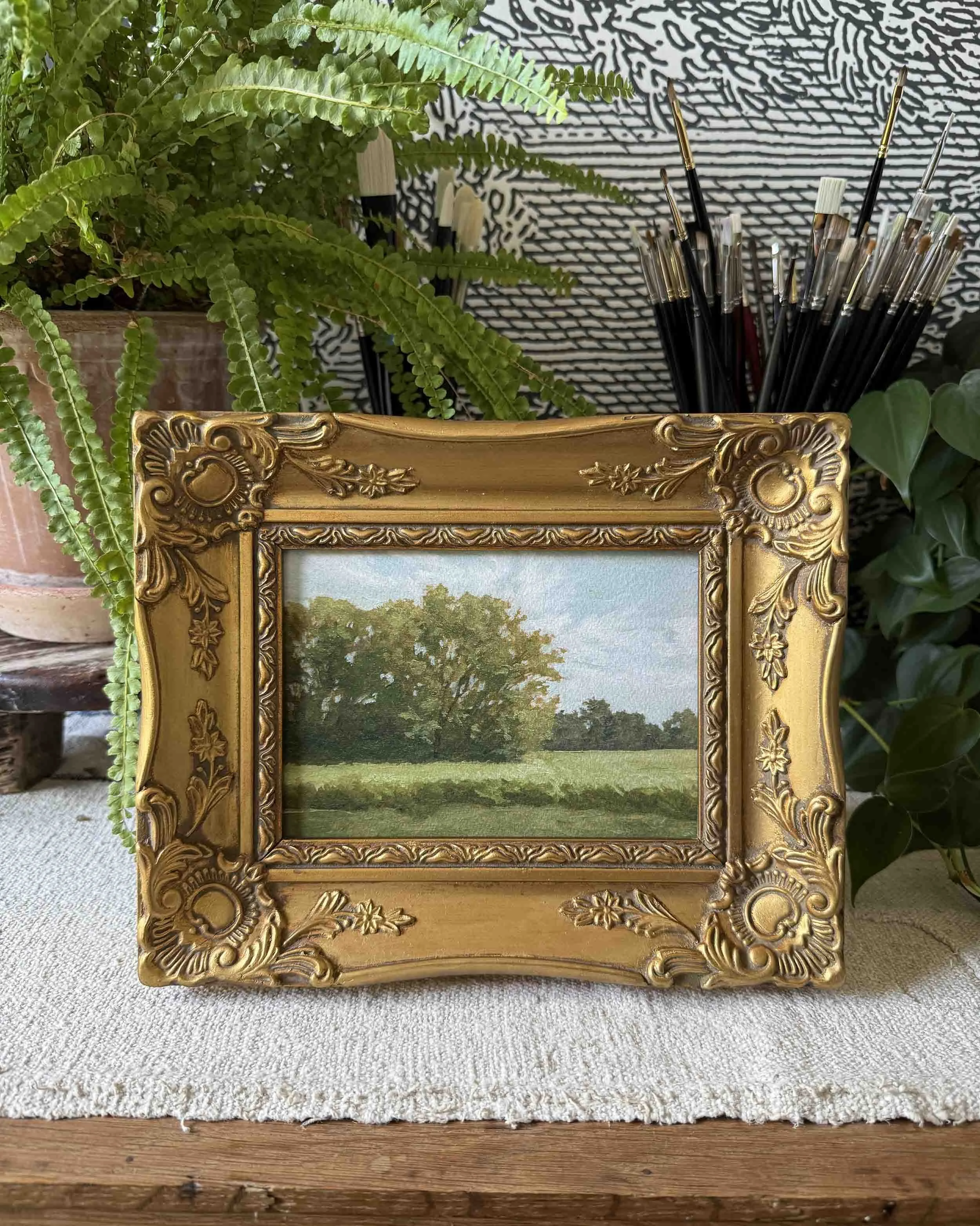 "Countryside Study ii" giclee landscape print in vintage gold wood frame