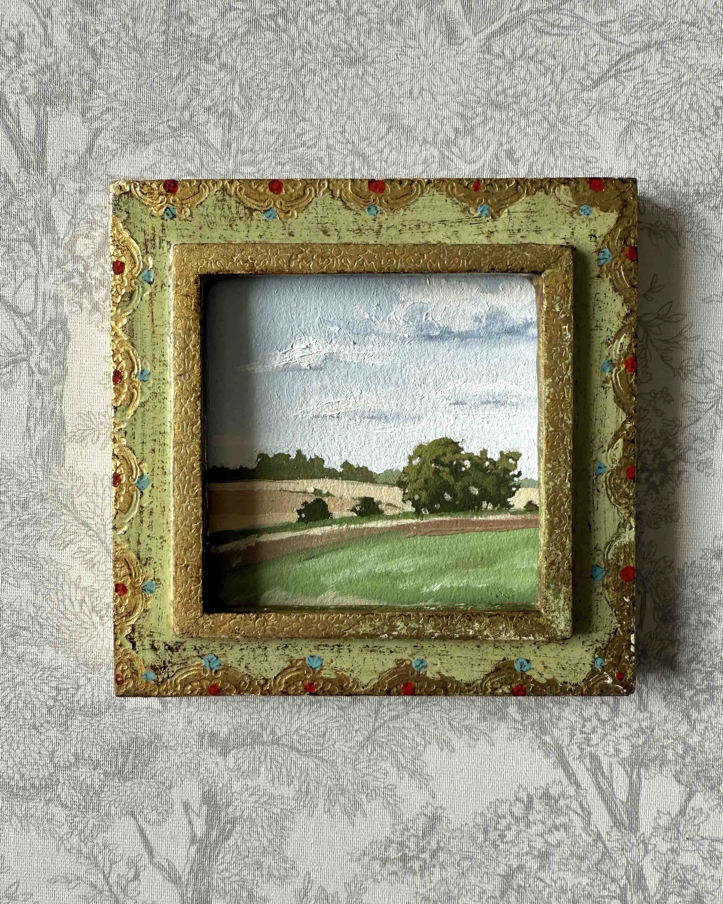 "Layered ii" original oil landscape painting in vintage Florentine frame