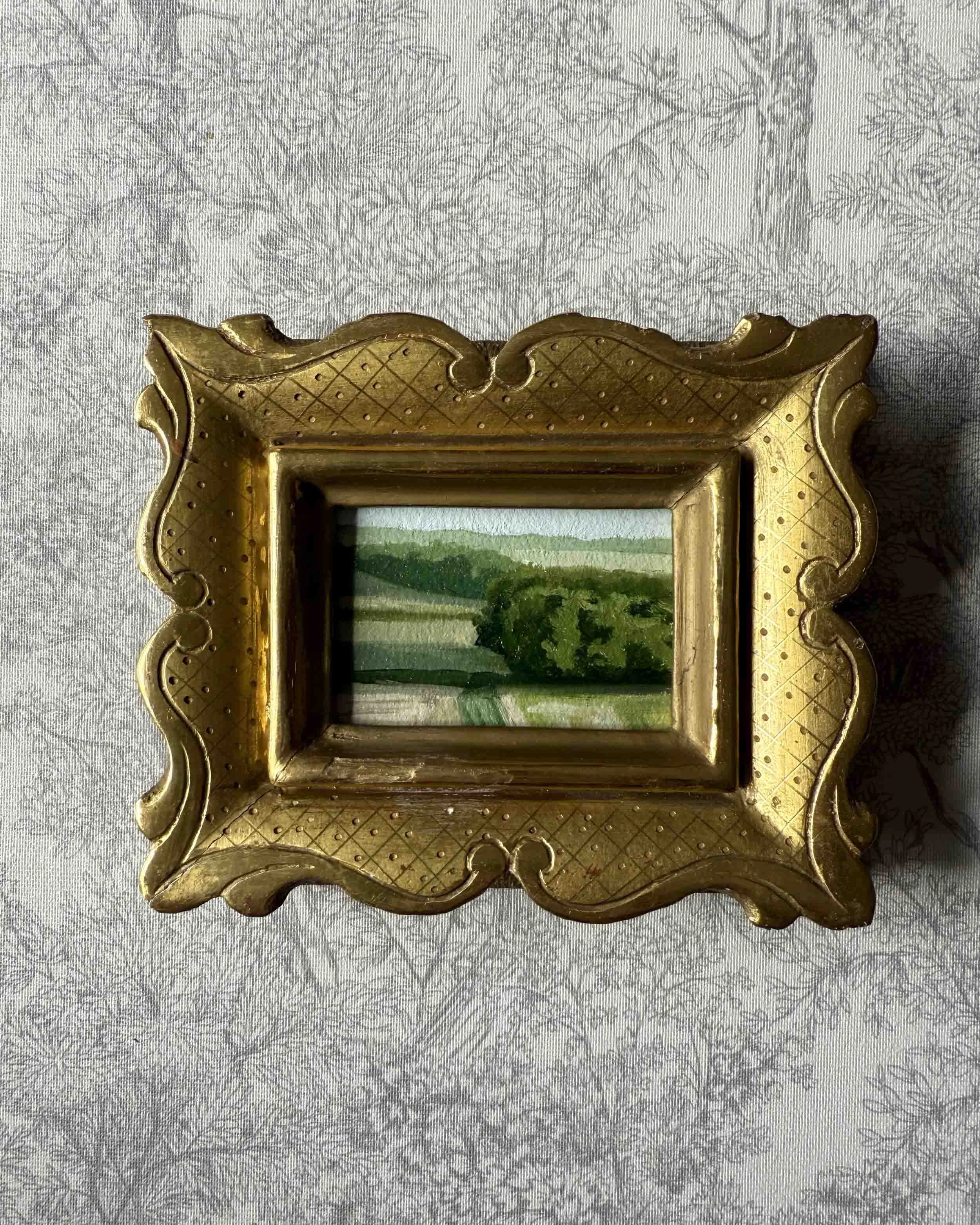 "Space Between Green iii" original oil landscape