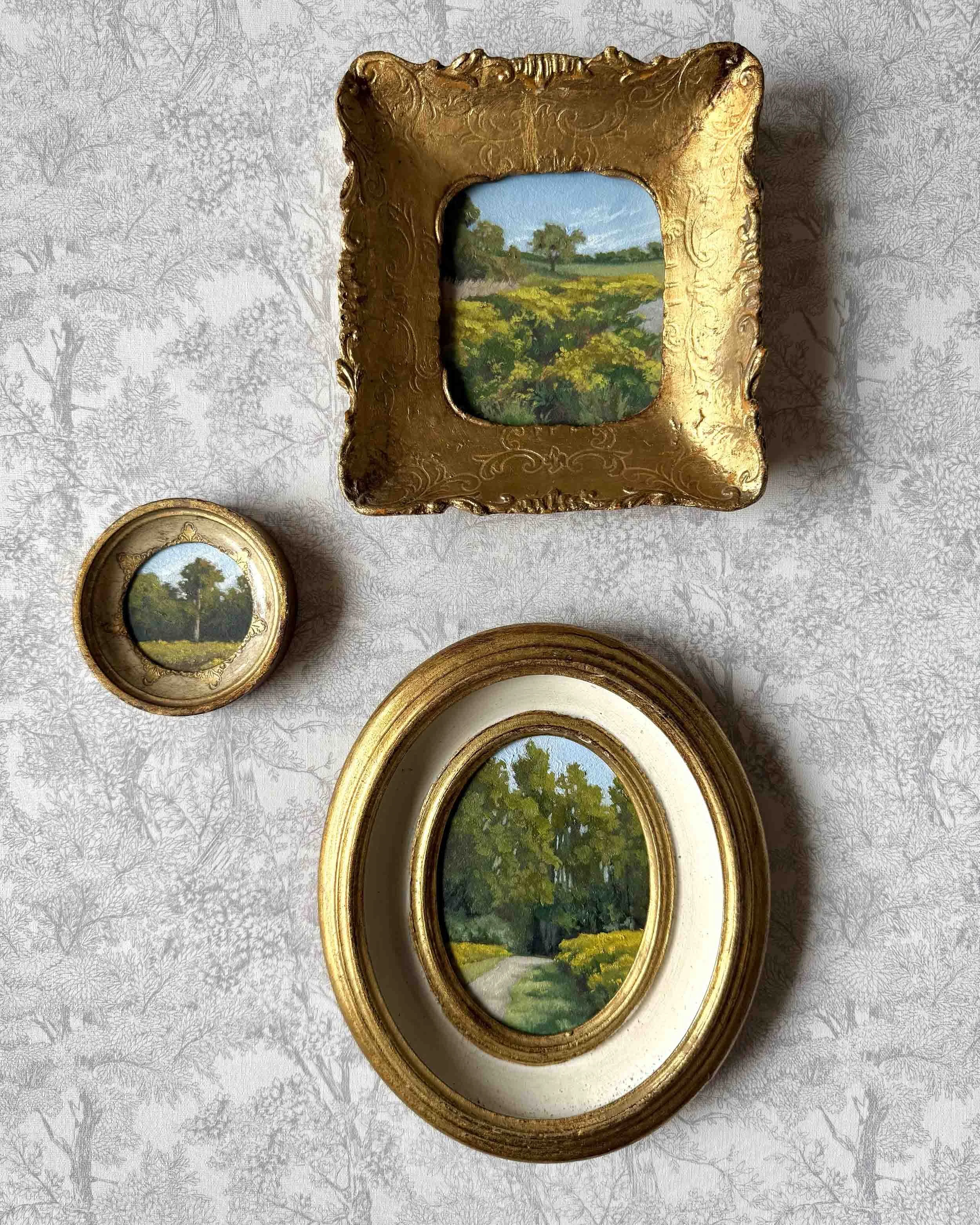"Golden Bloom in Oval ii" original oil landscape painting