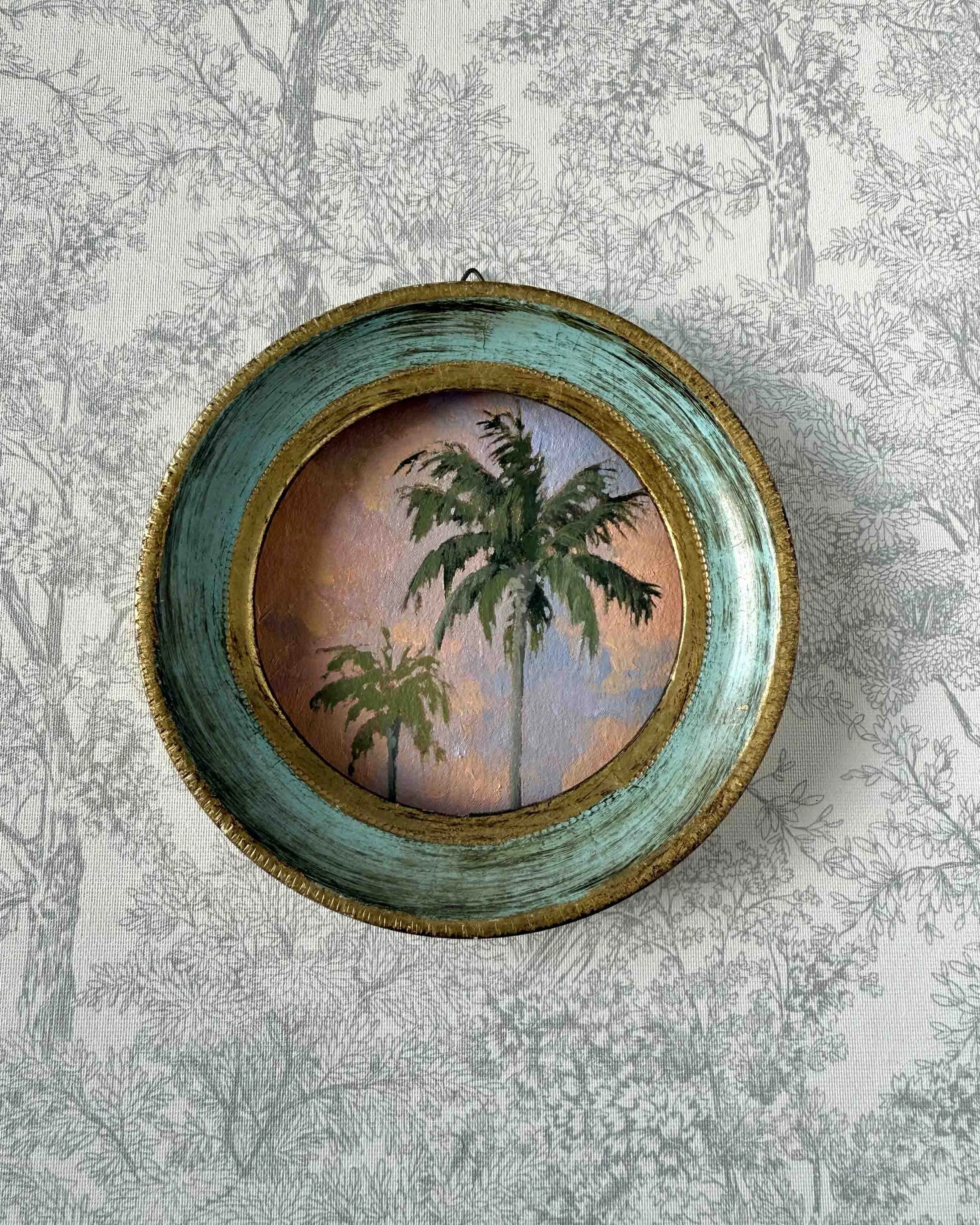 "Sunset Palm Duo iv" original oil landscape painting