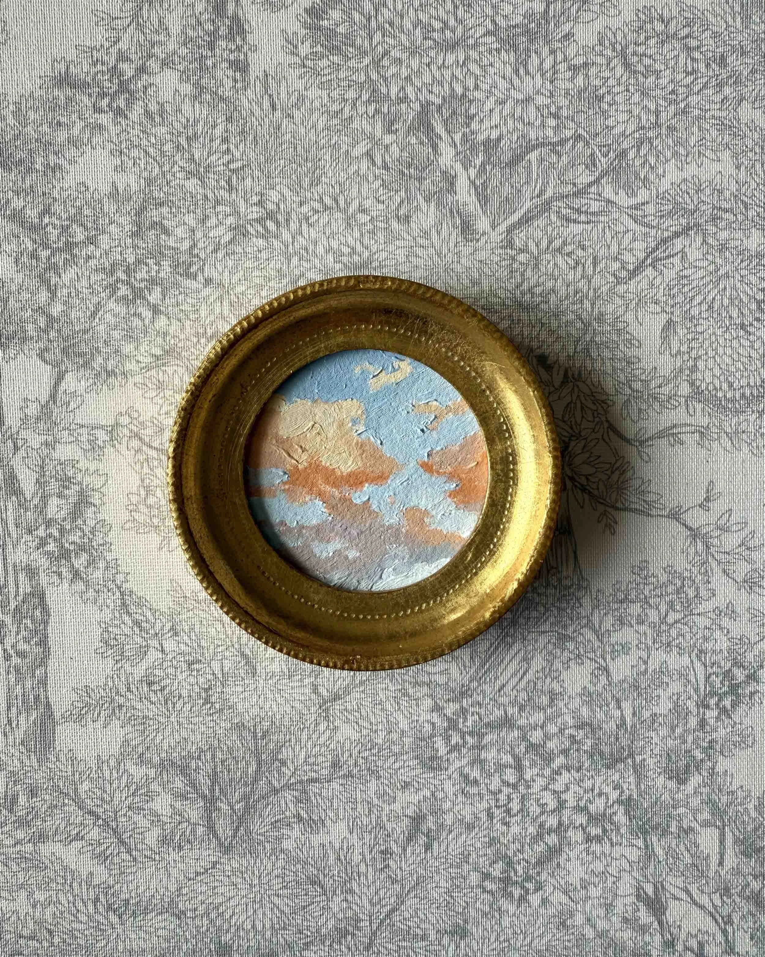 "Sunset Mini" original oil landscape painting in vintage Florentine frame