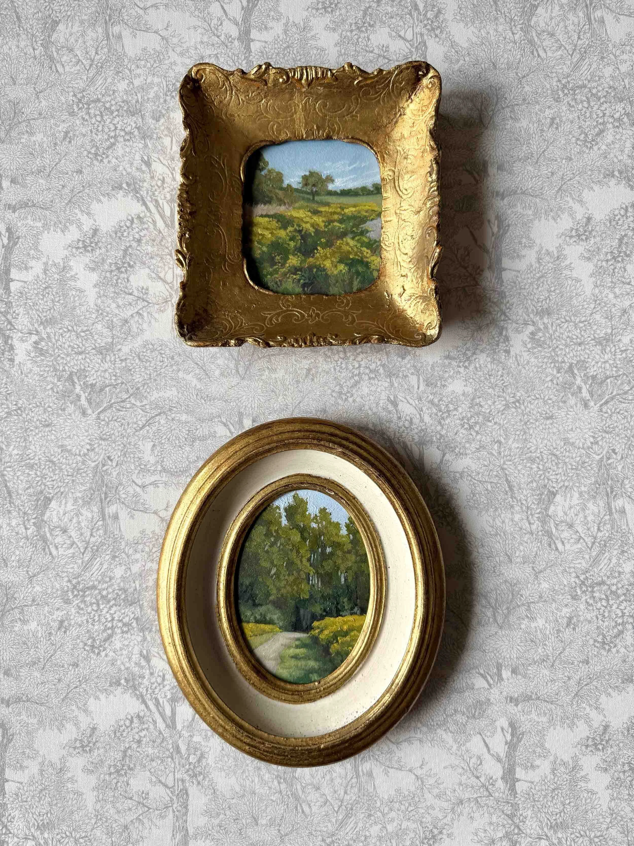 "Golden Bloom in Oval ii" original oil landscape painting
