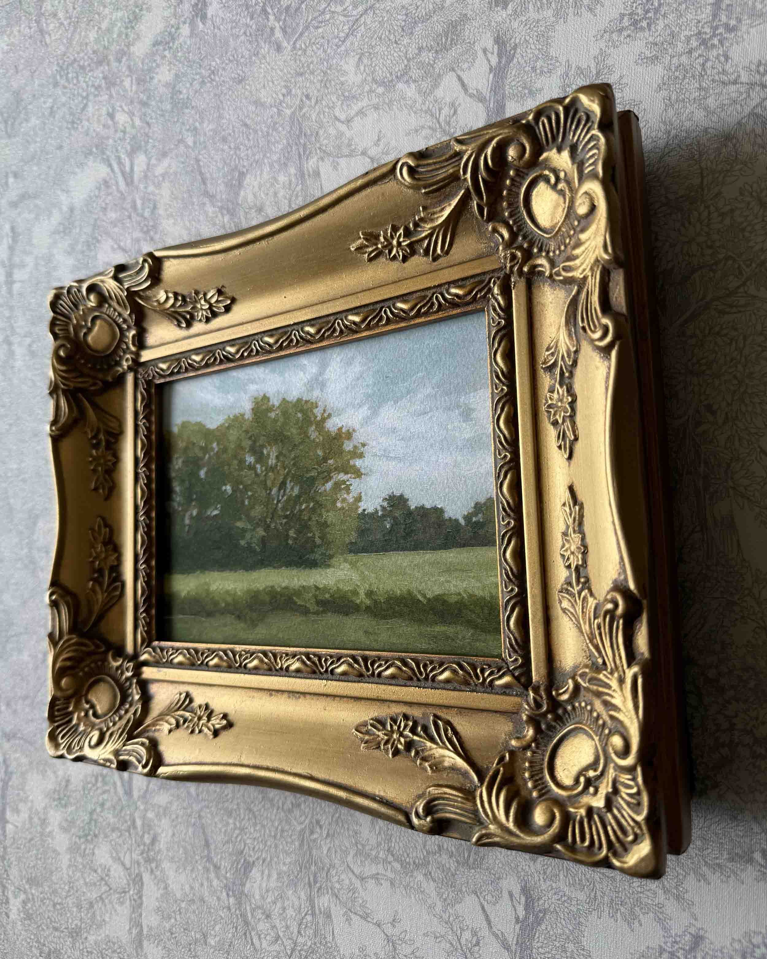 "Countryside Study ii" giclee landscape print in vintage gold wood frame