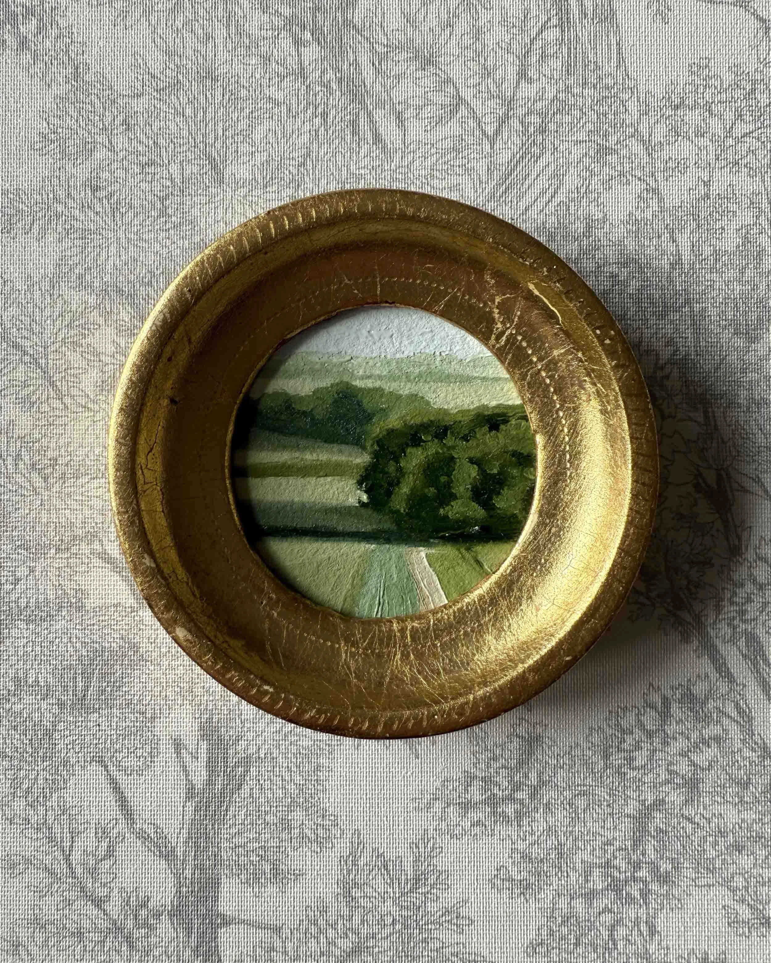 "Space Between Green Mini" original oil landscape