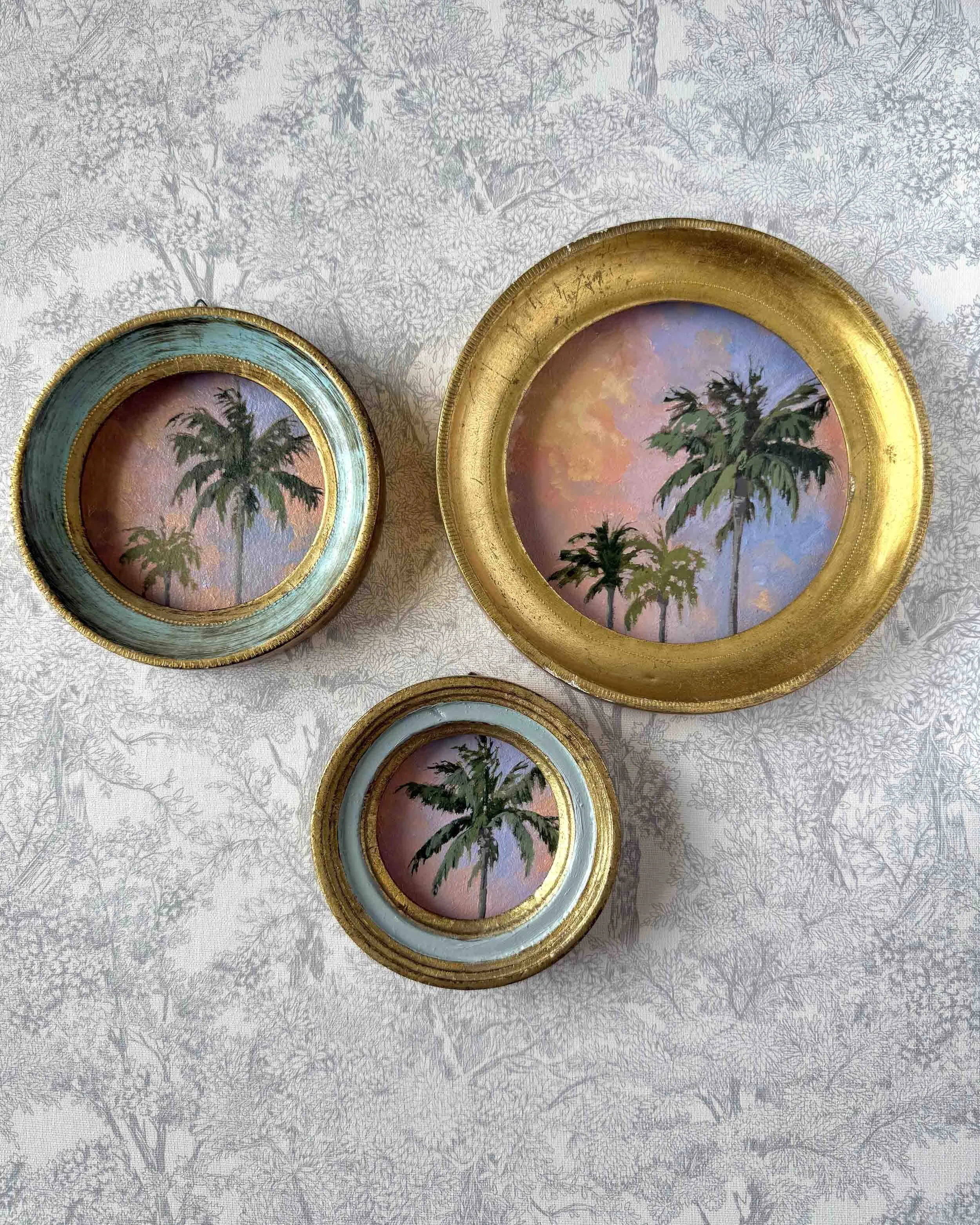 "Sunset Palm Duo iv" original oil landscape painting