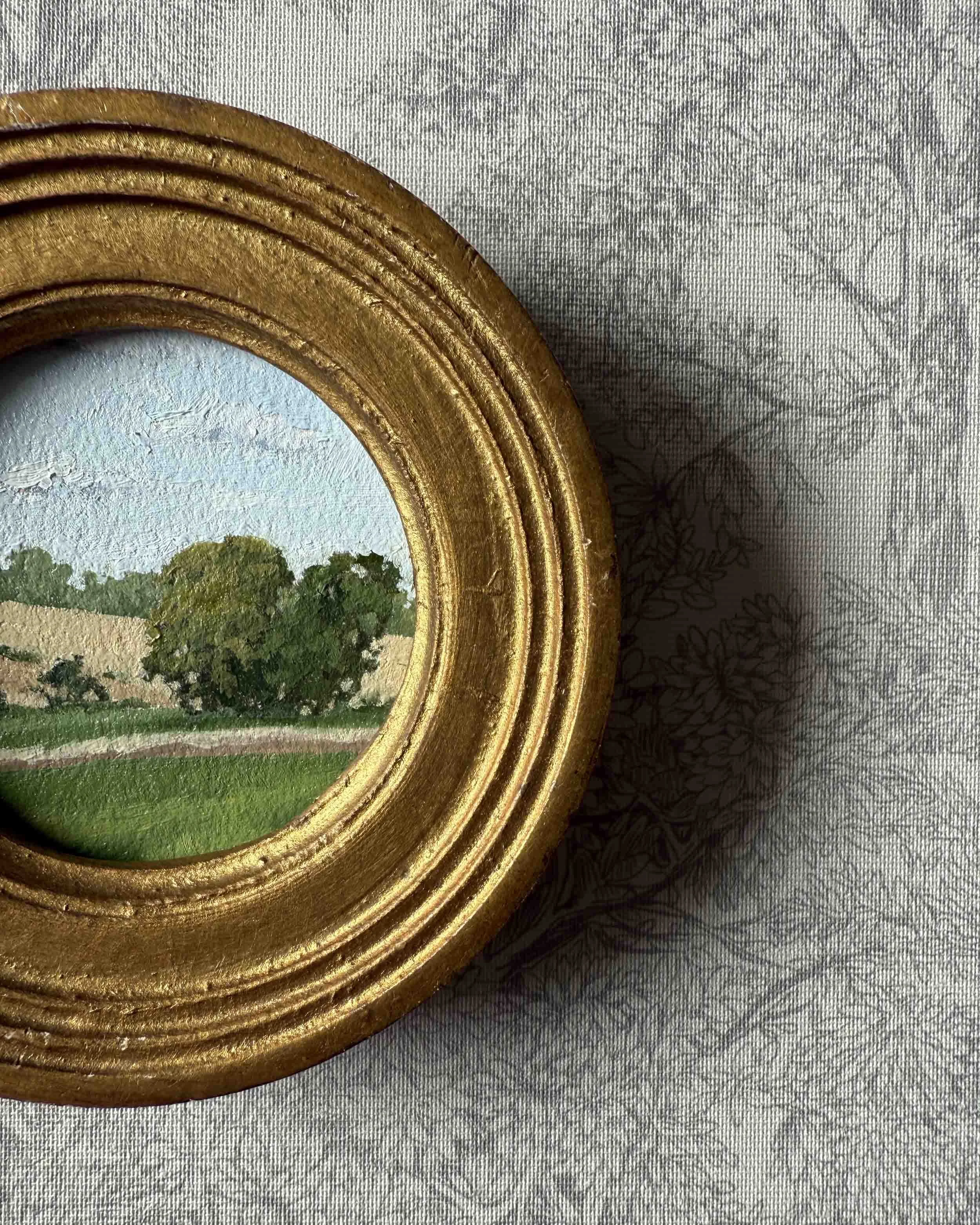 "Layered iii" original oil landscape painting in vintage Florentine frame