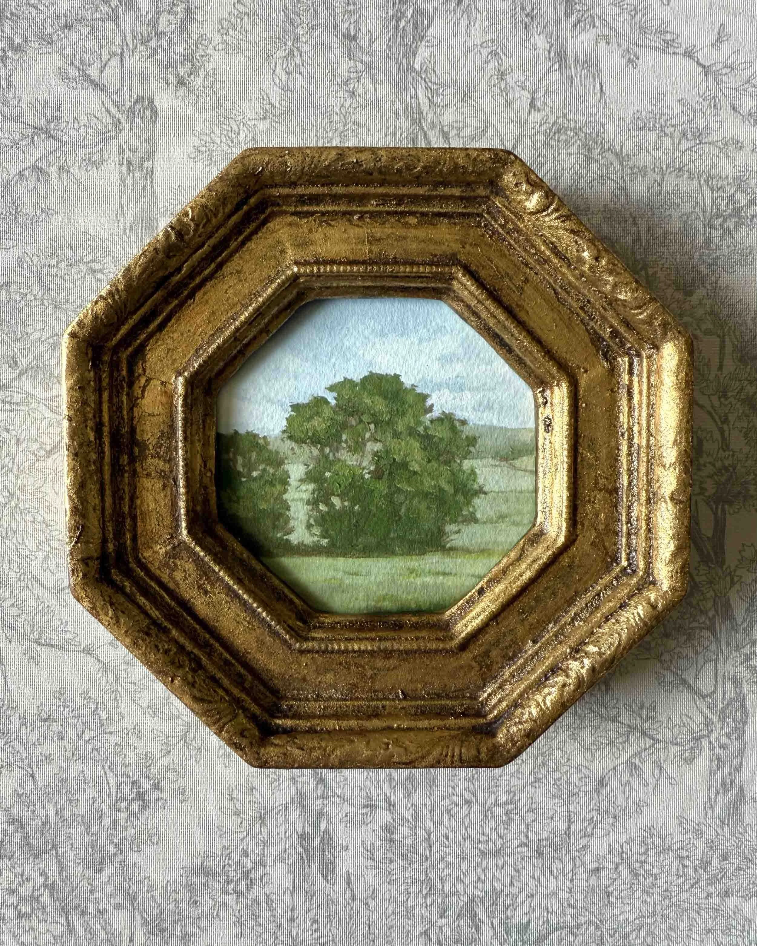 "Sounds of Summer ii" giclee landscape print in vintage octagonal frame