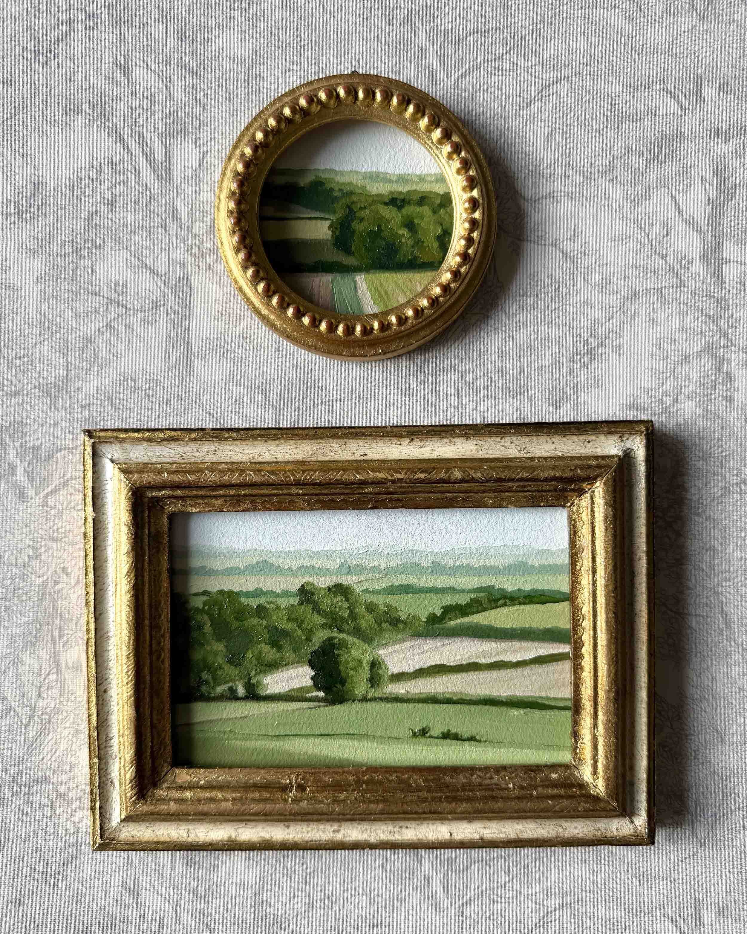 "Space Between Green iv" original oil landscape