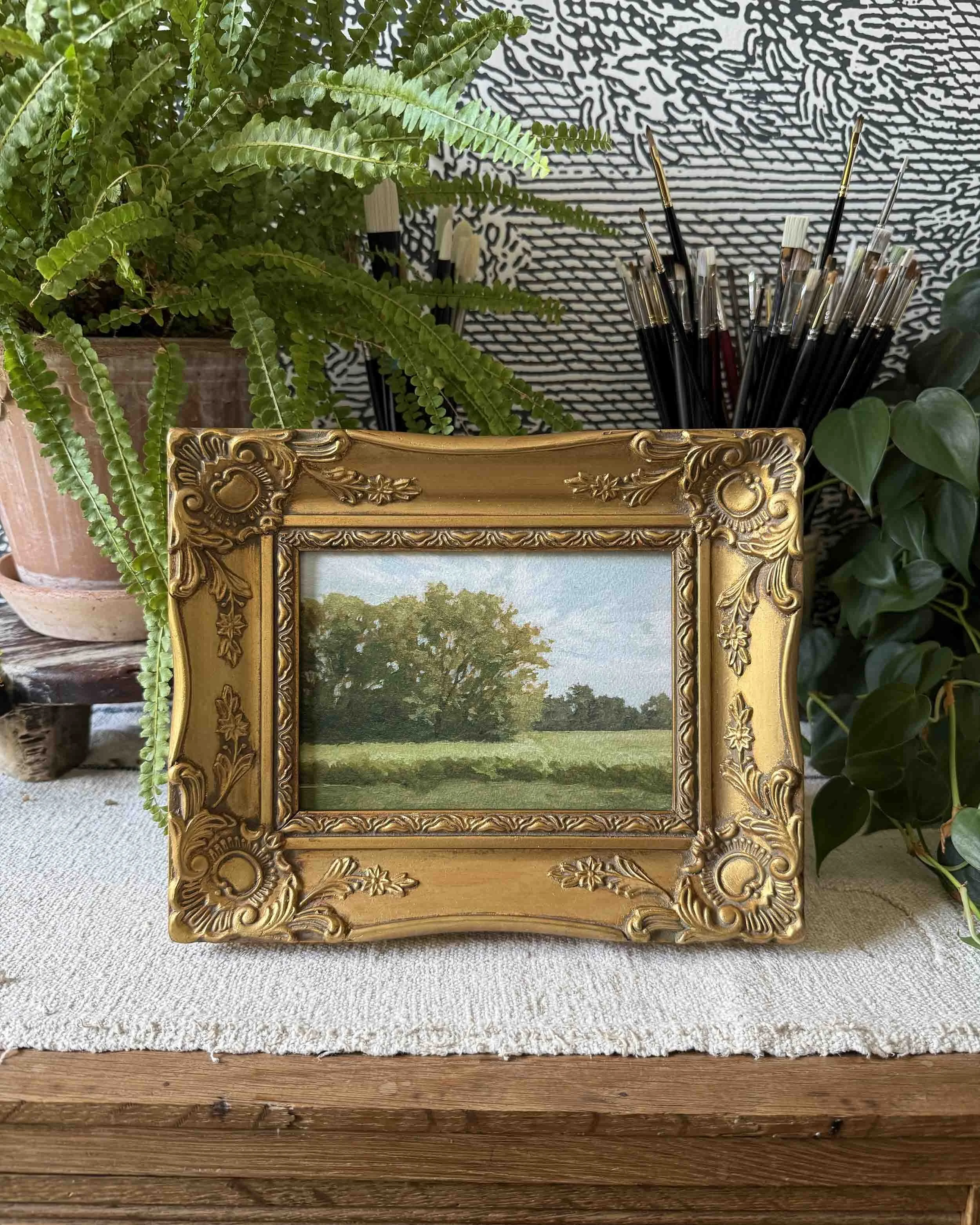 "Countryside Study ii" giclee landscape print in vintage gold wood frame