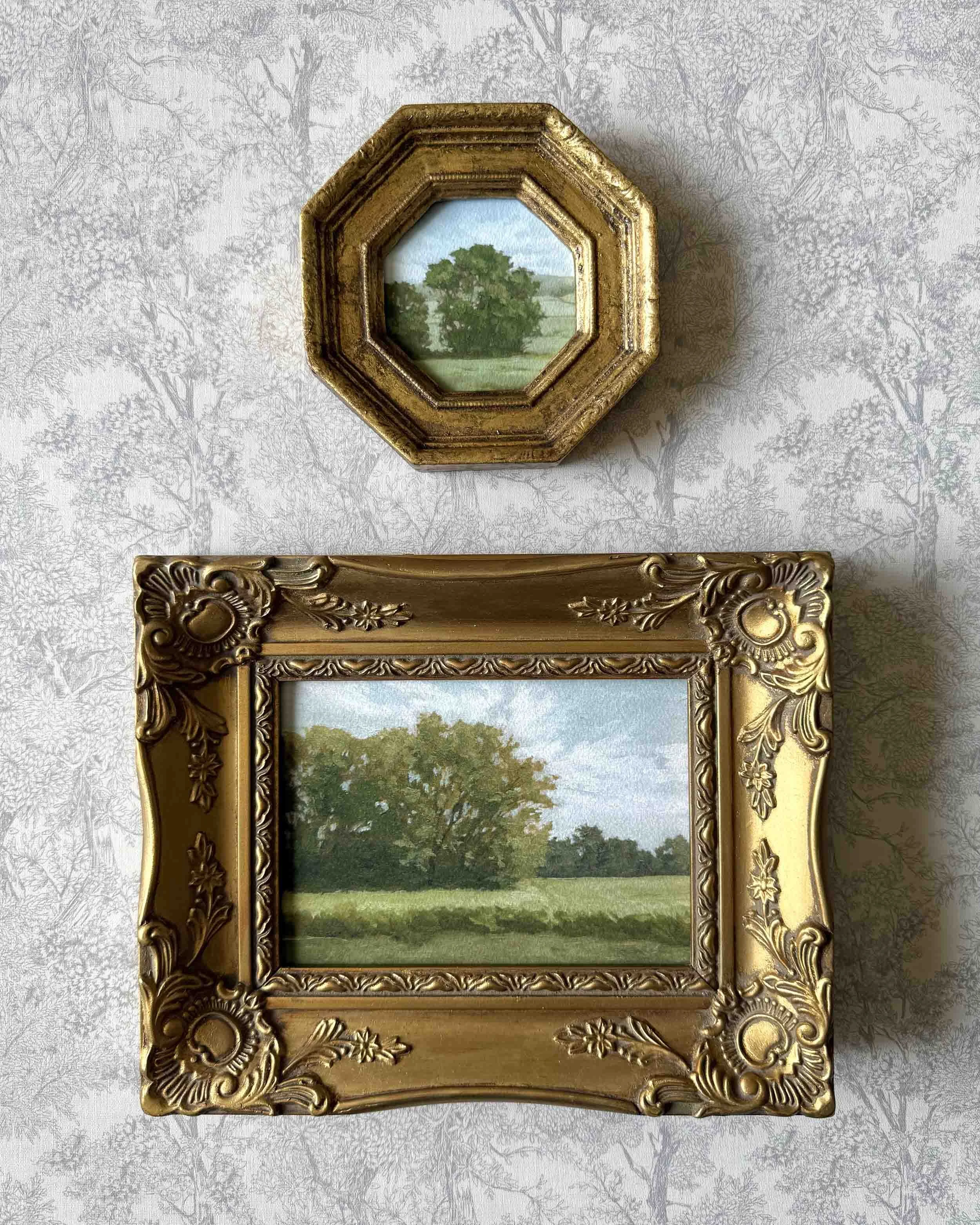 "Sounds of Summer ii" giclee landscape print in vintage octagonal frame