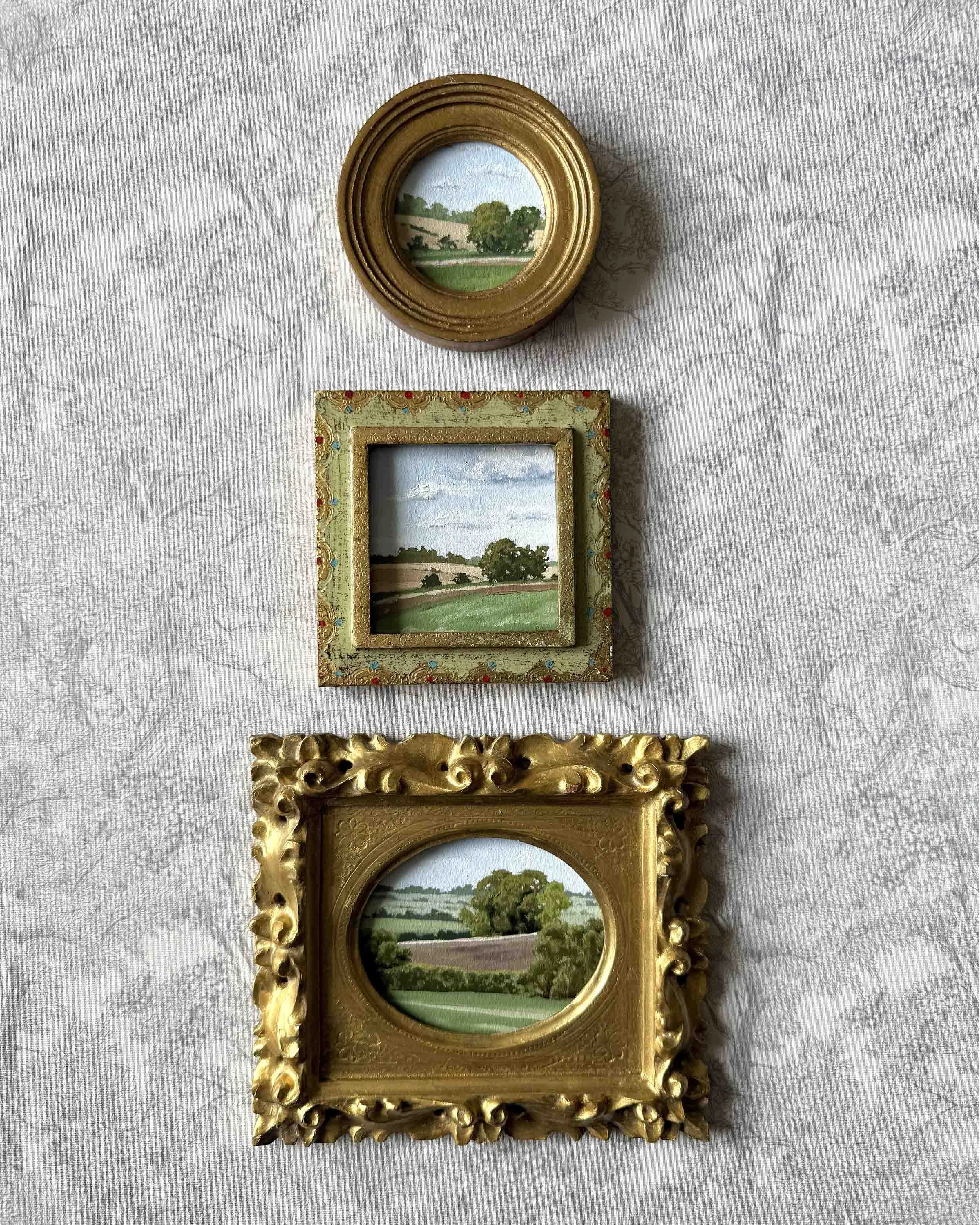 "Layered ii" original oil landscape painting in vintage Florentine frame