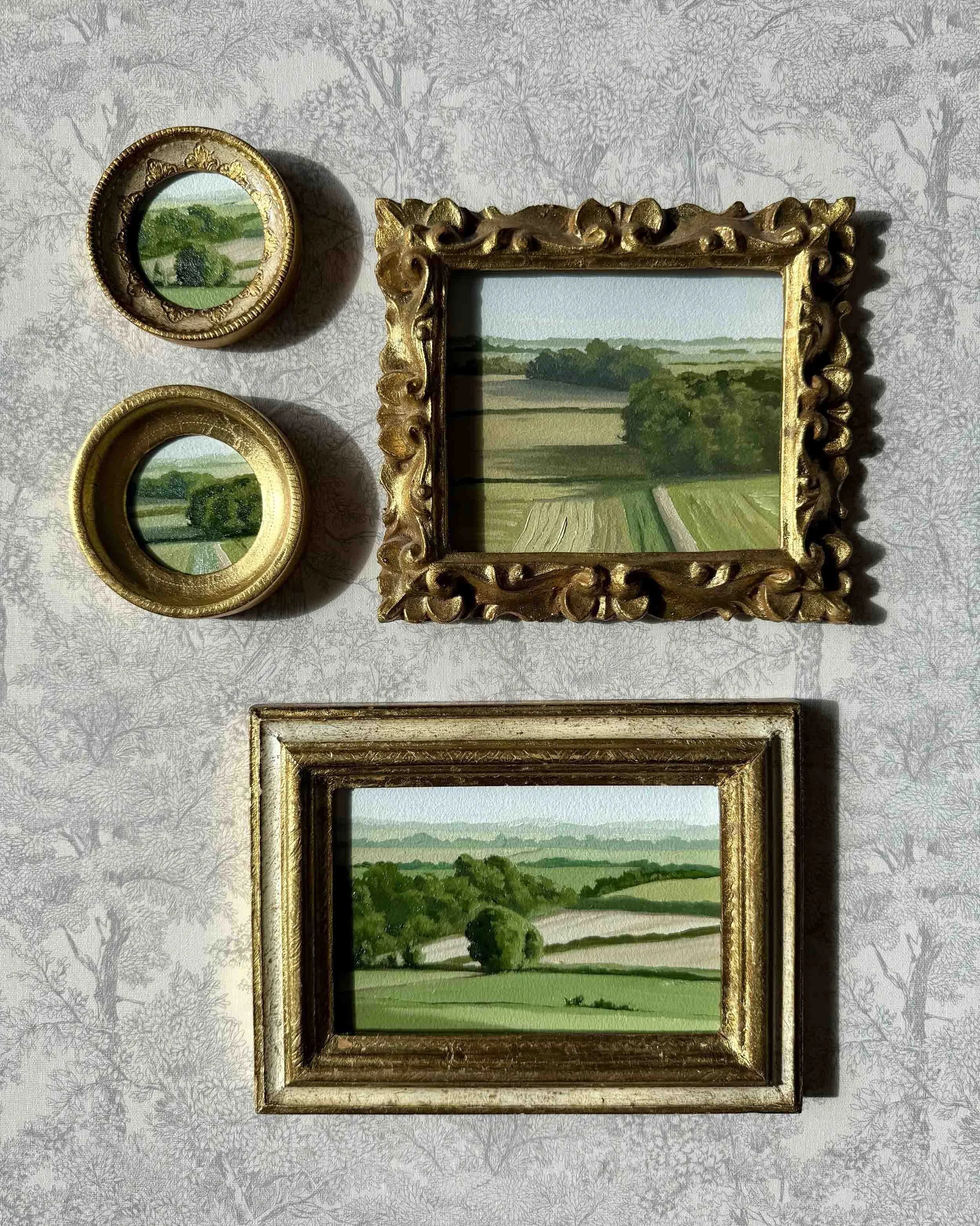"Rolling Greens Mini" original oil landscape painting