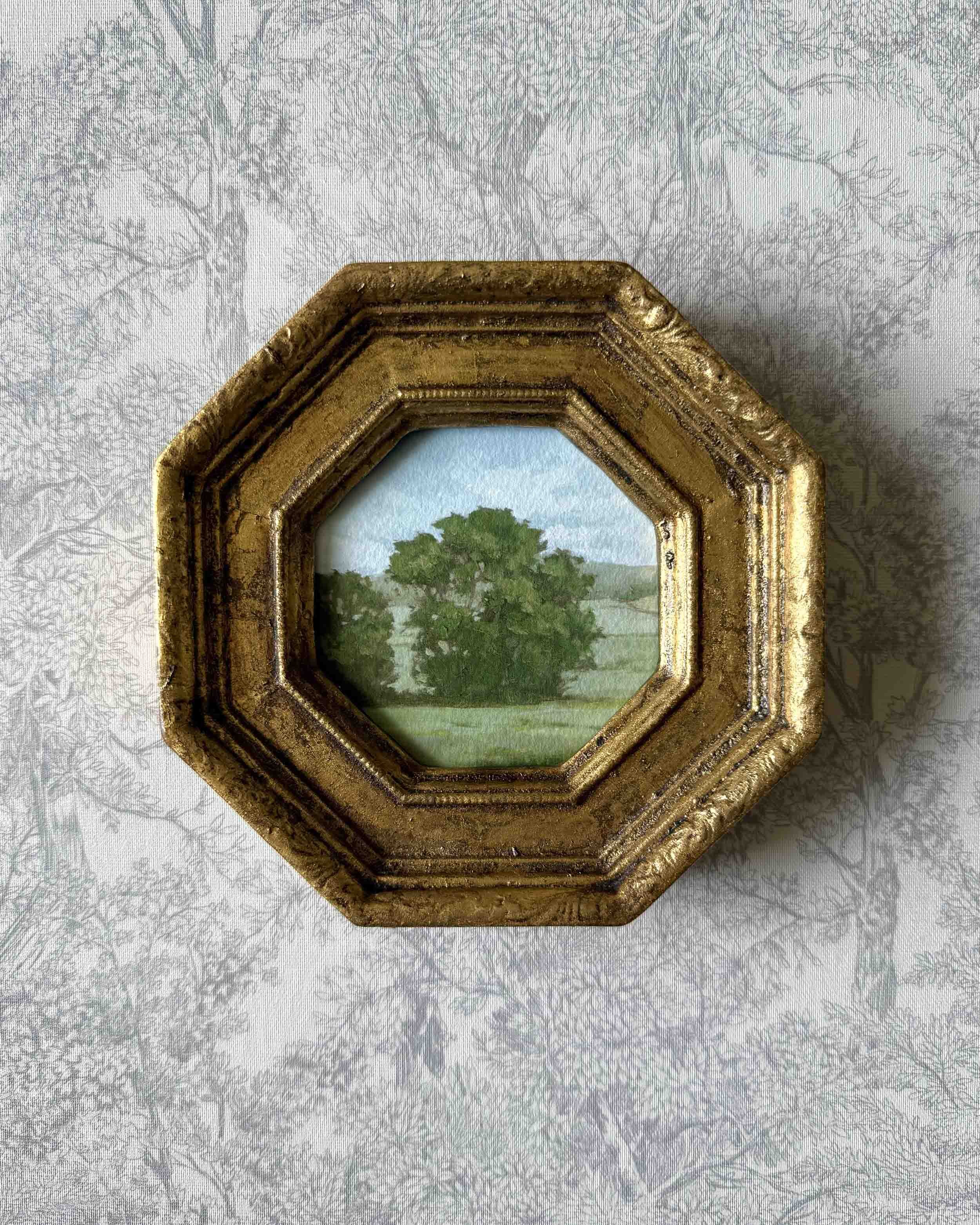 "Sounds of Summer ii" giclee landscape print in vintage octagonal frame