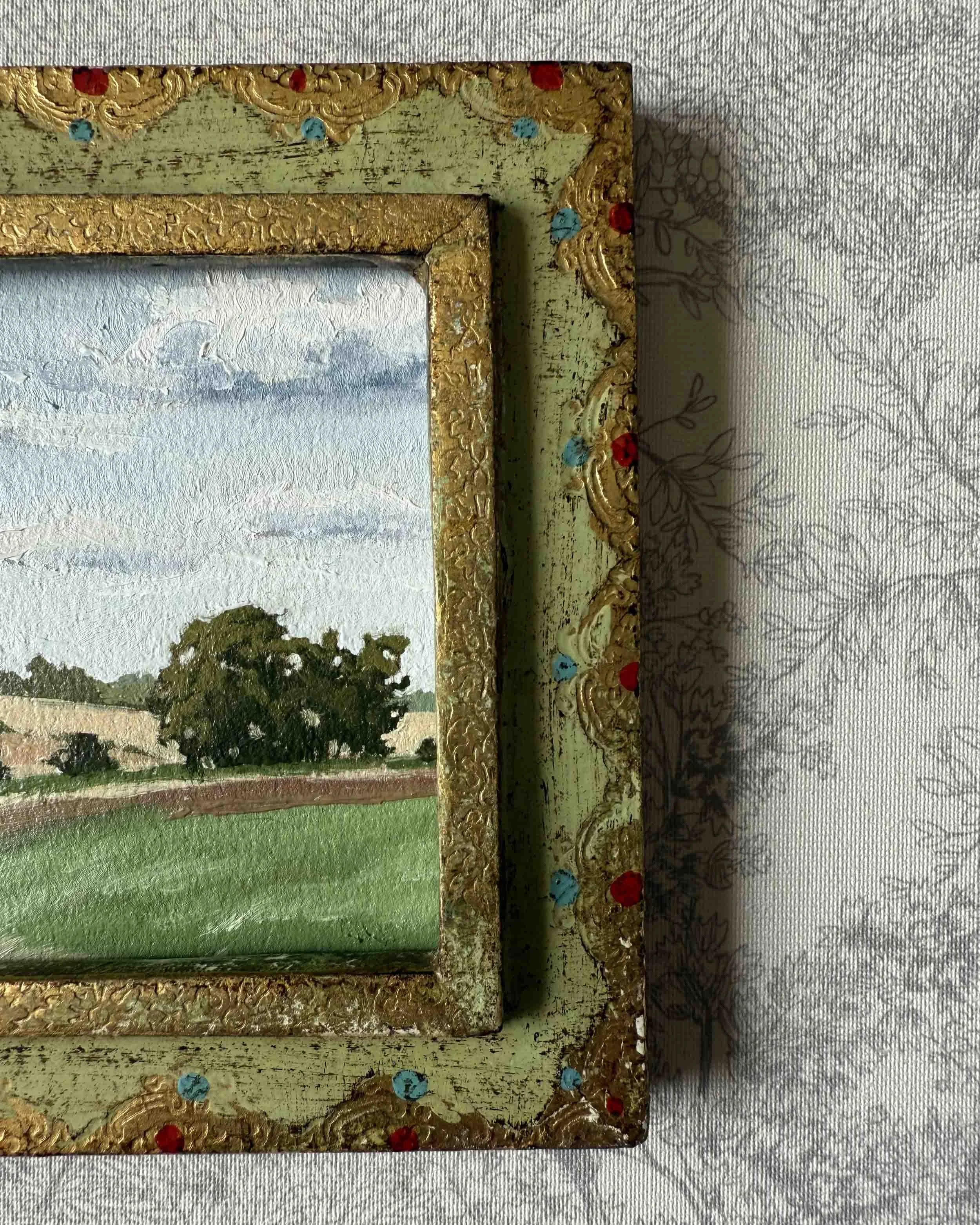 "Layered ii" original oil landscape painting in vintage Florentine frame