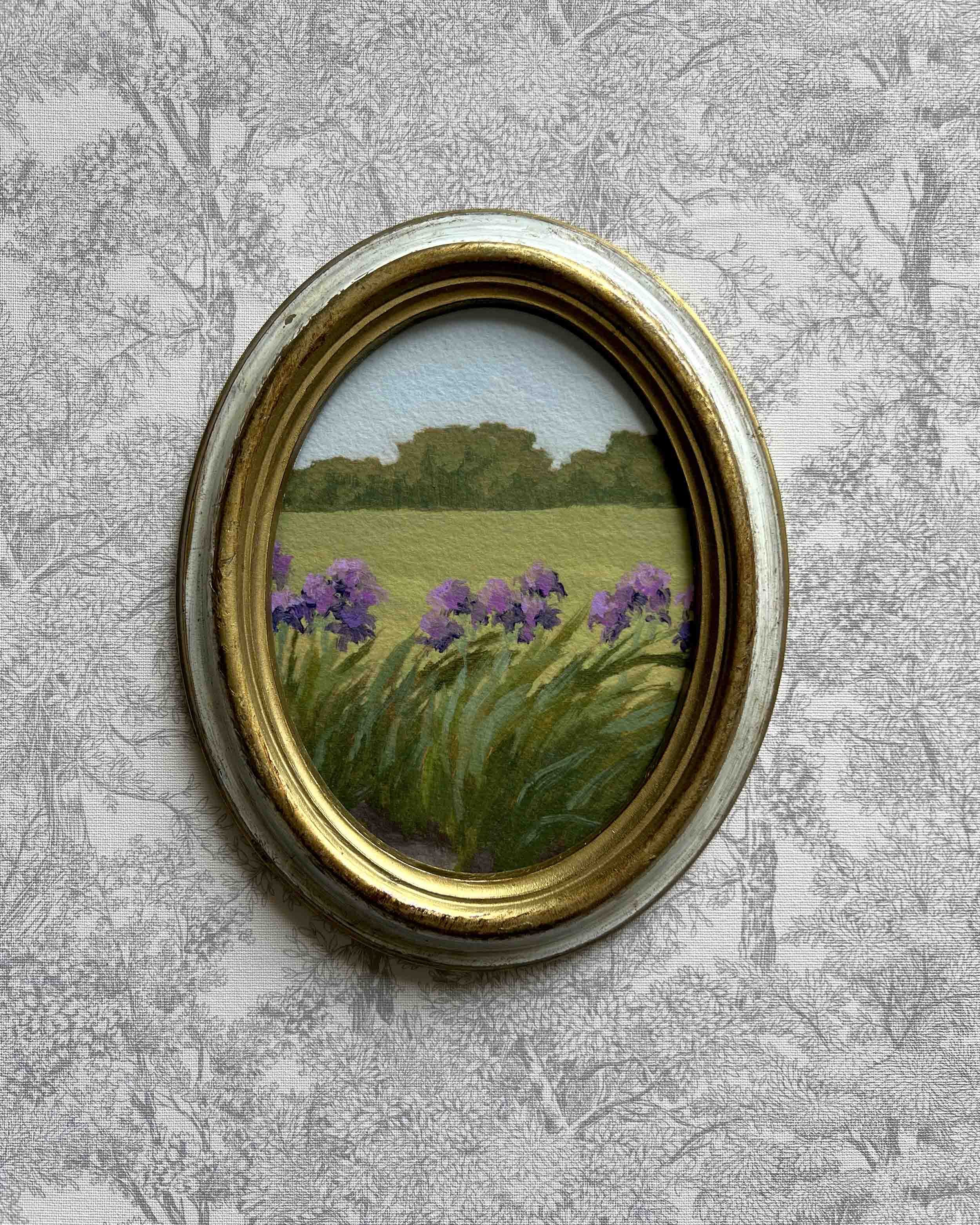 "Irises" vintage framed giclee print