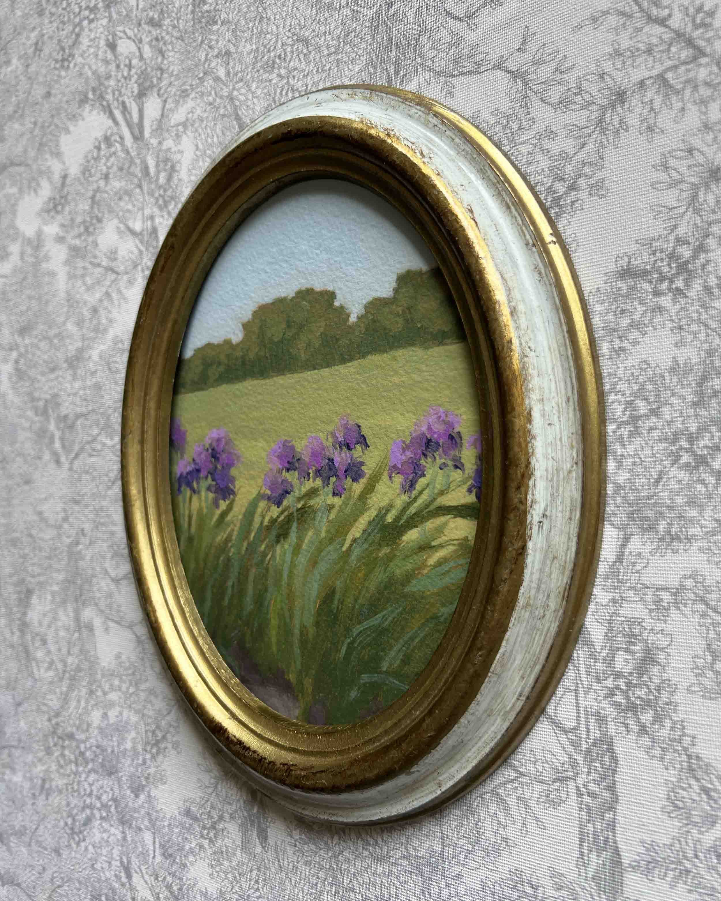 "Irises" vintage framed giclee print