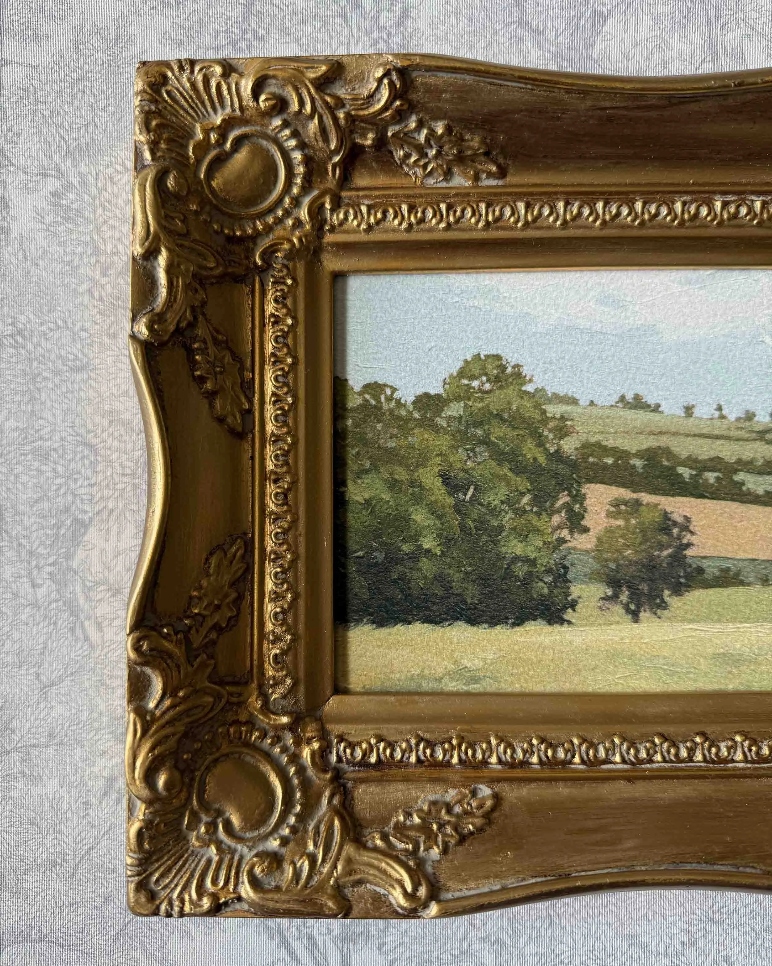 "Perspective" giclee landscape print in vintage gold wood frame