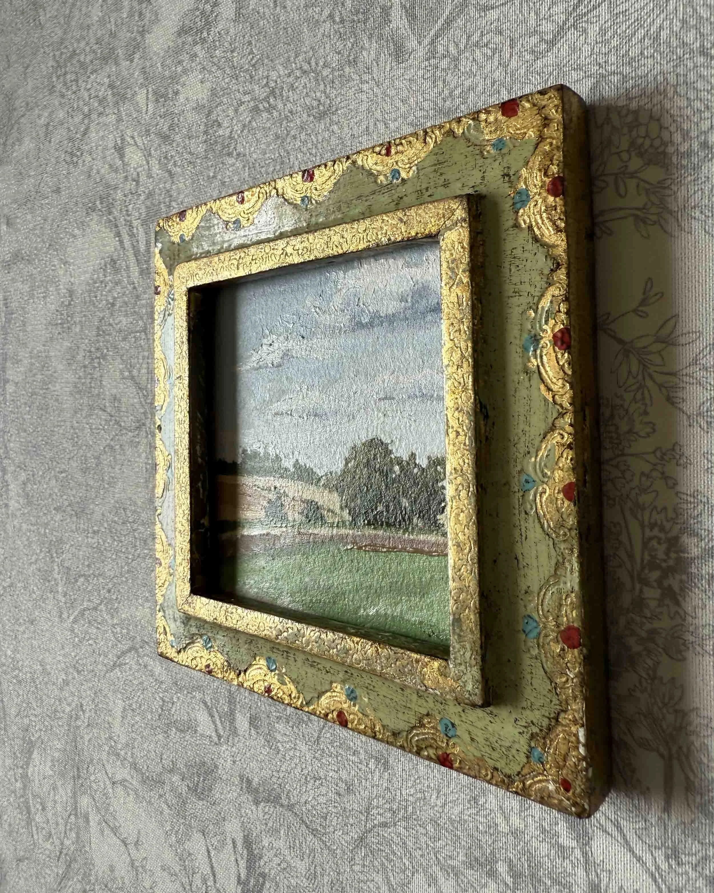 "Layered ii" original oil landscape painting in vintage Florentine frame