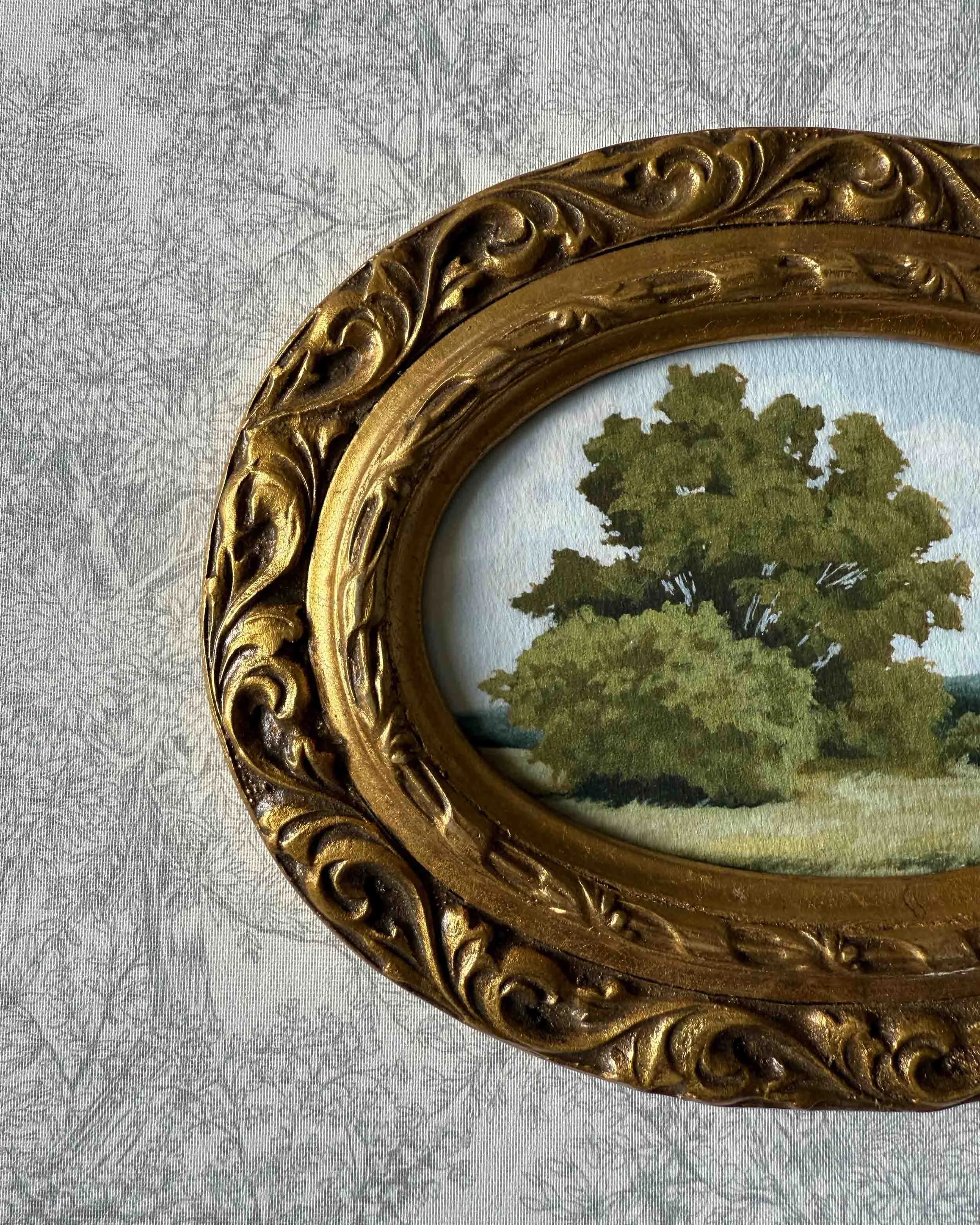 "Smith Park in Summer" giclee landscape print in vintage gold wood frame