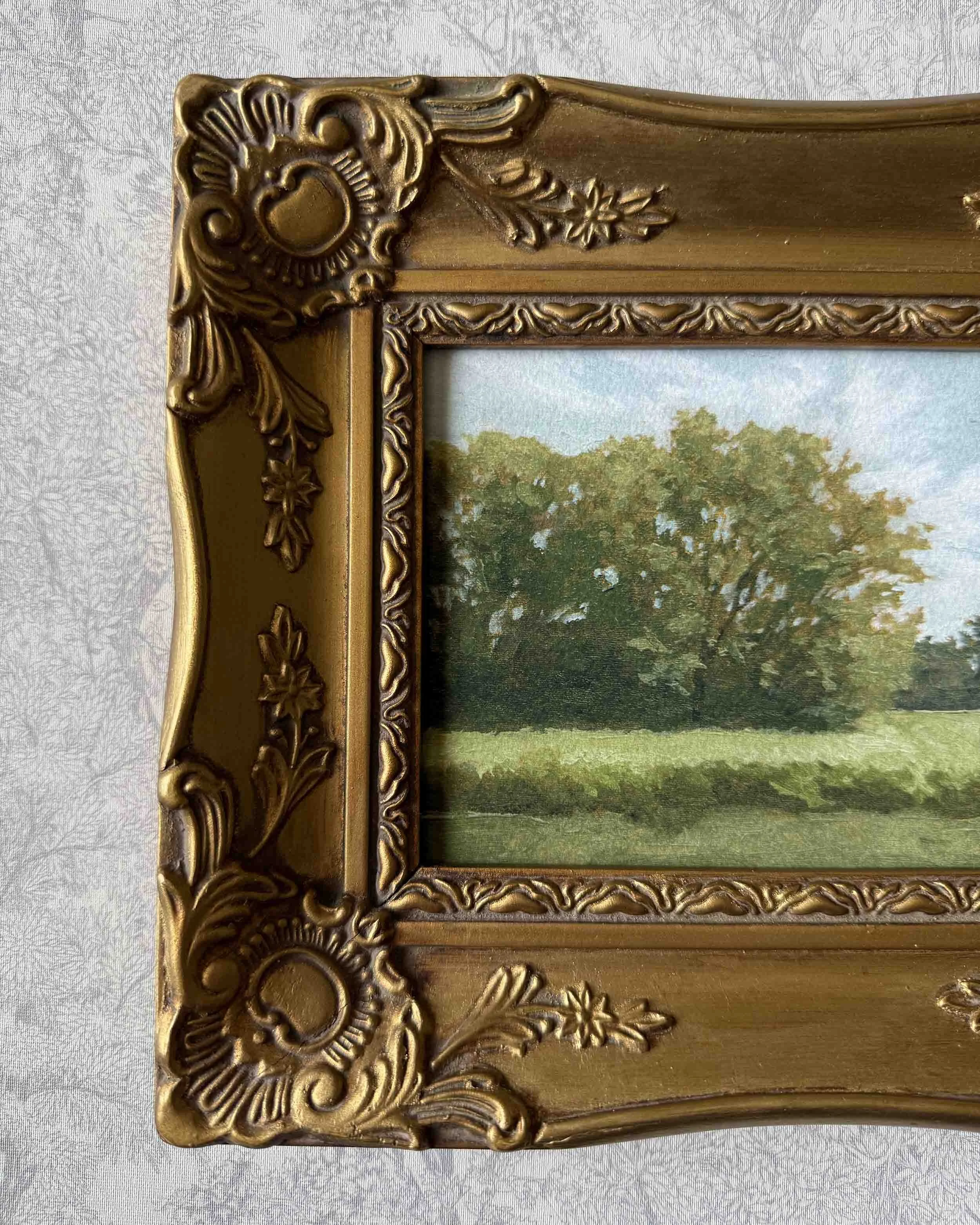 "Countryside Study ii" giclee landscape print in vintage gold wood frame