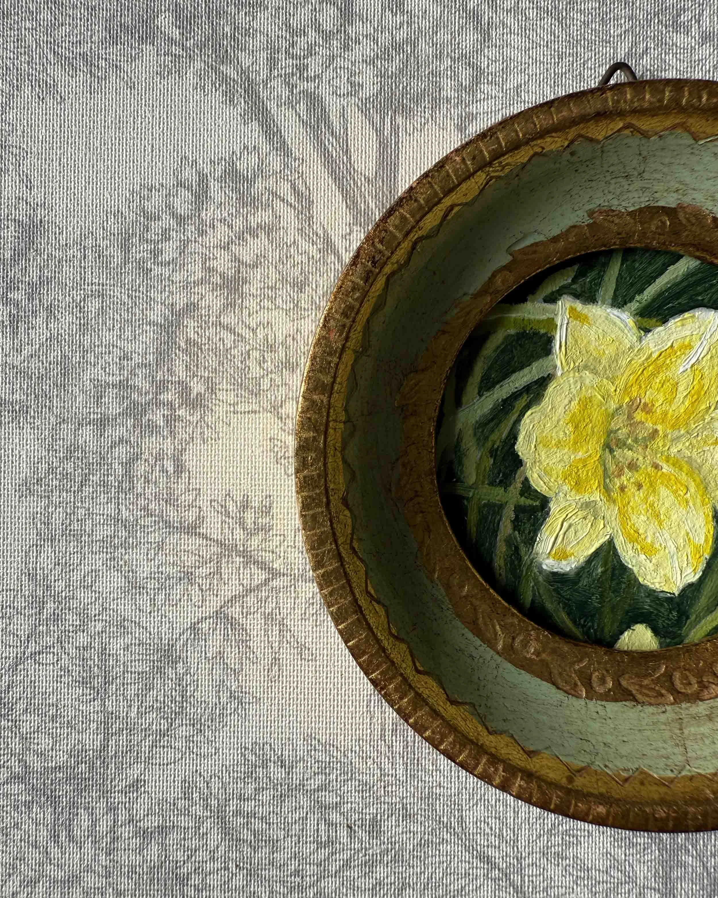 "Yellow Daylily Mini" original oil floral painting