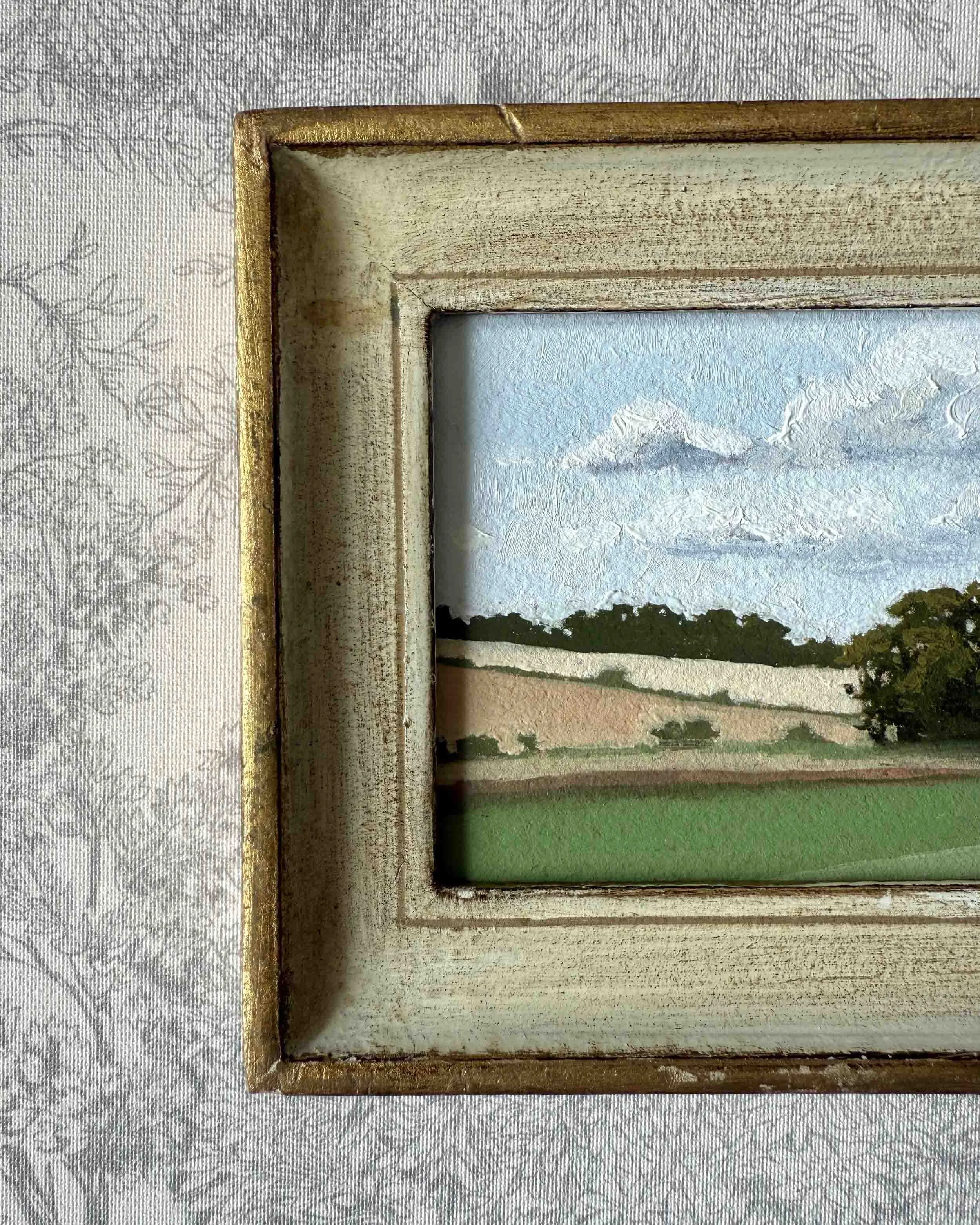 "Layered" original oil landscape painting in vintage Florentine frame