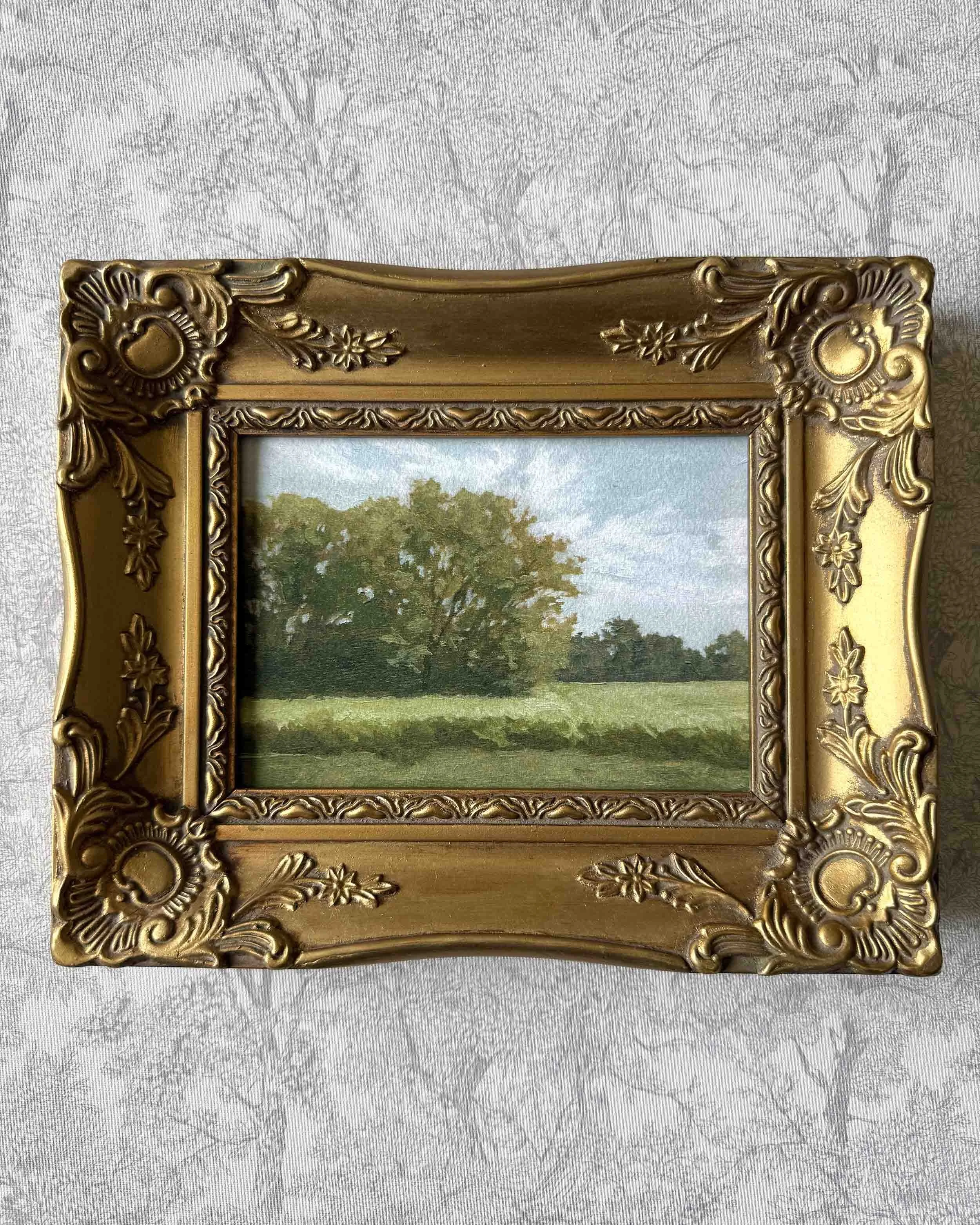 "Countryside Study ii" giclee landscape print in vintage gold wood frame
