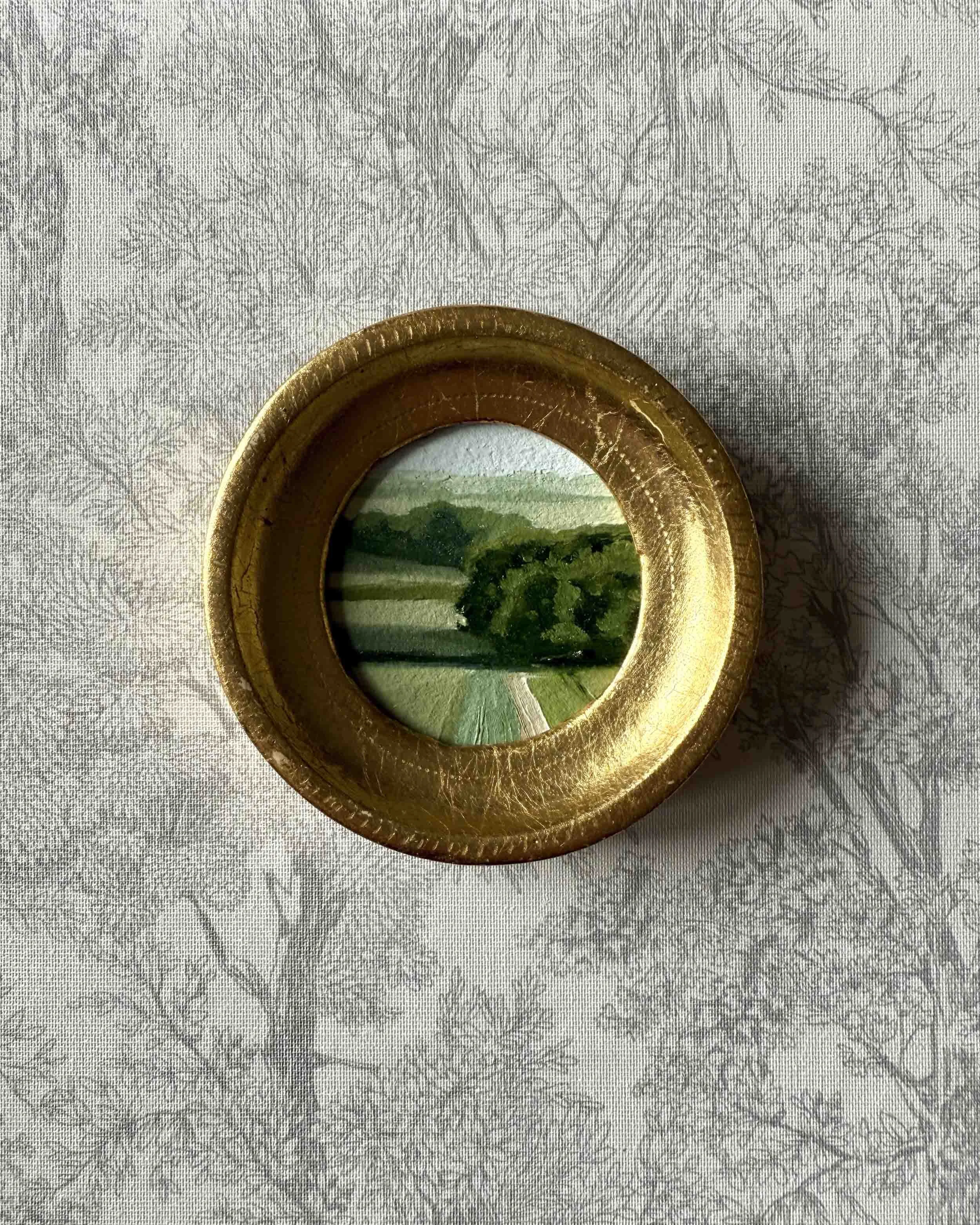 "Space Between Green Mini" original oil landscape