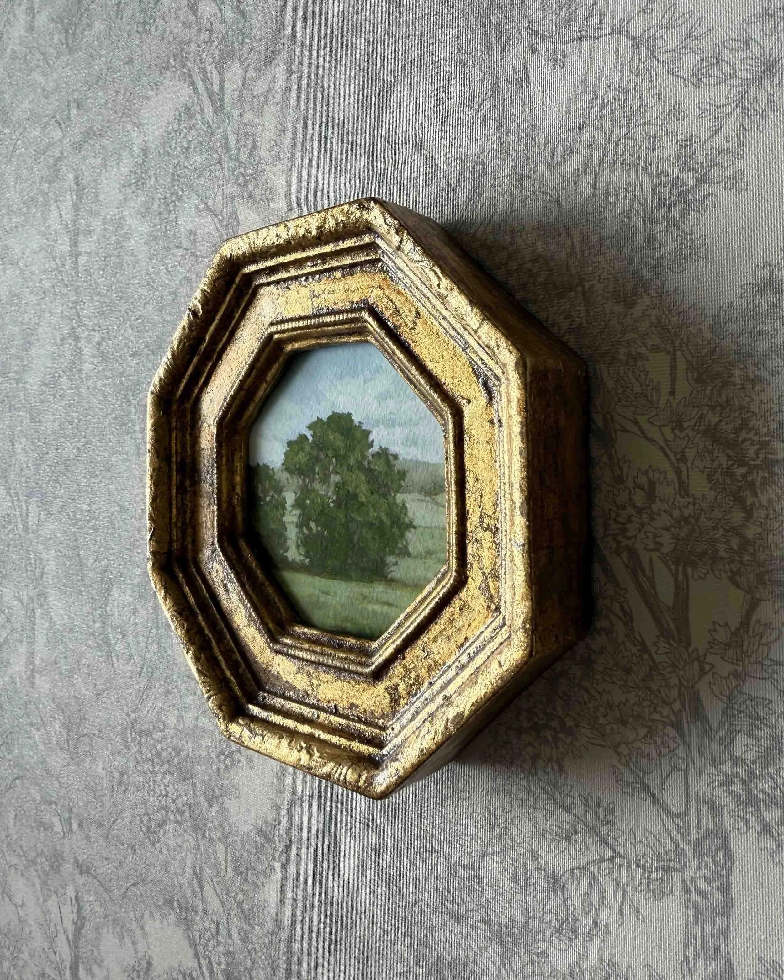 "Sounds of Summer ii" giclee landscape print in vintage octagonal frame