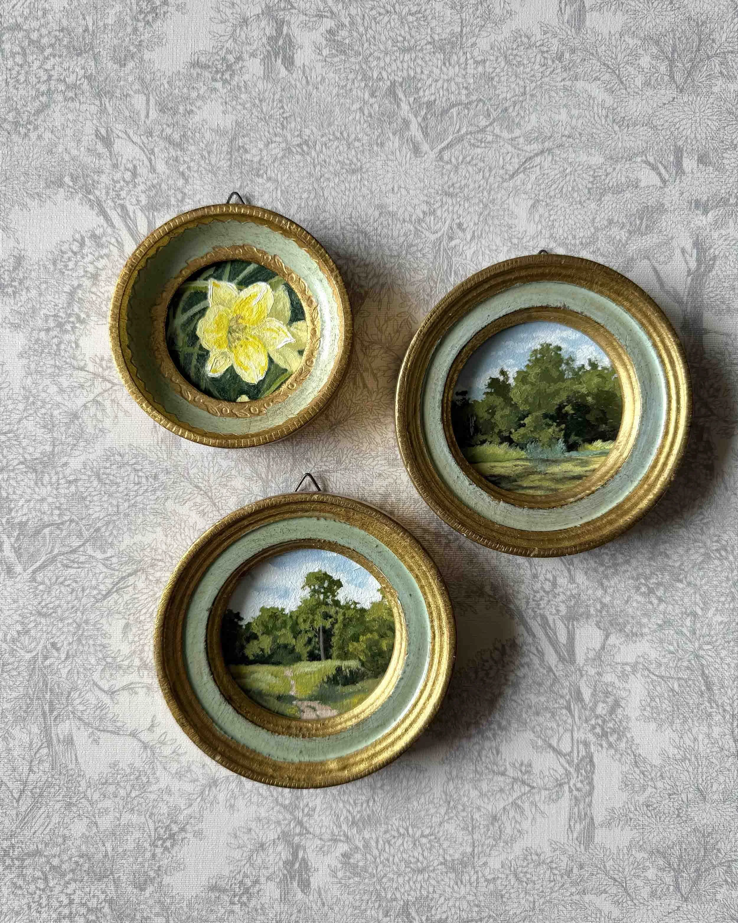 "Yellow Daylily Mini" original oil floral painting