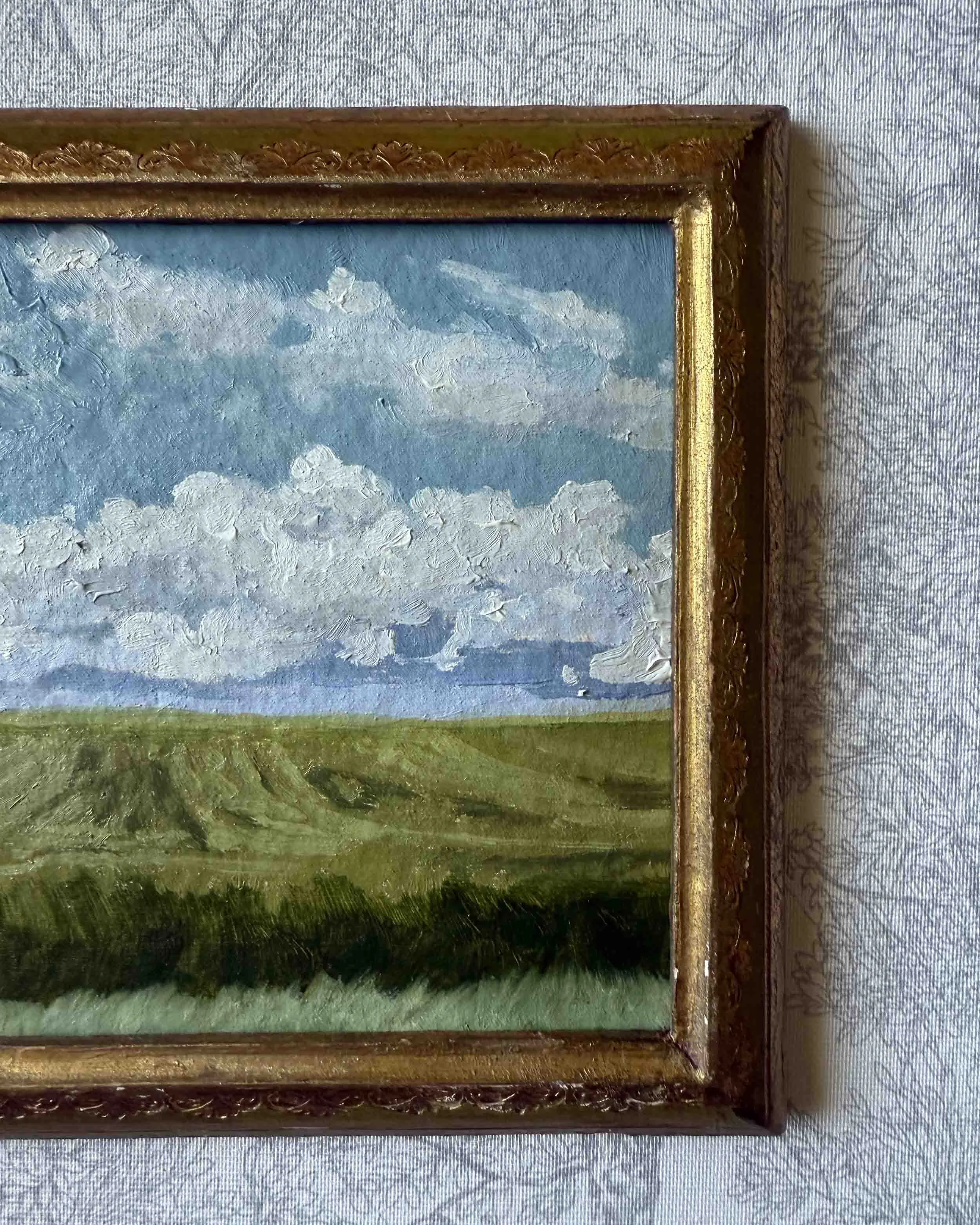"Field with Rolling Clouds" original oil landscape painting
