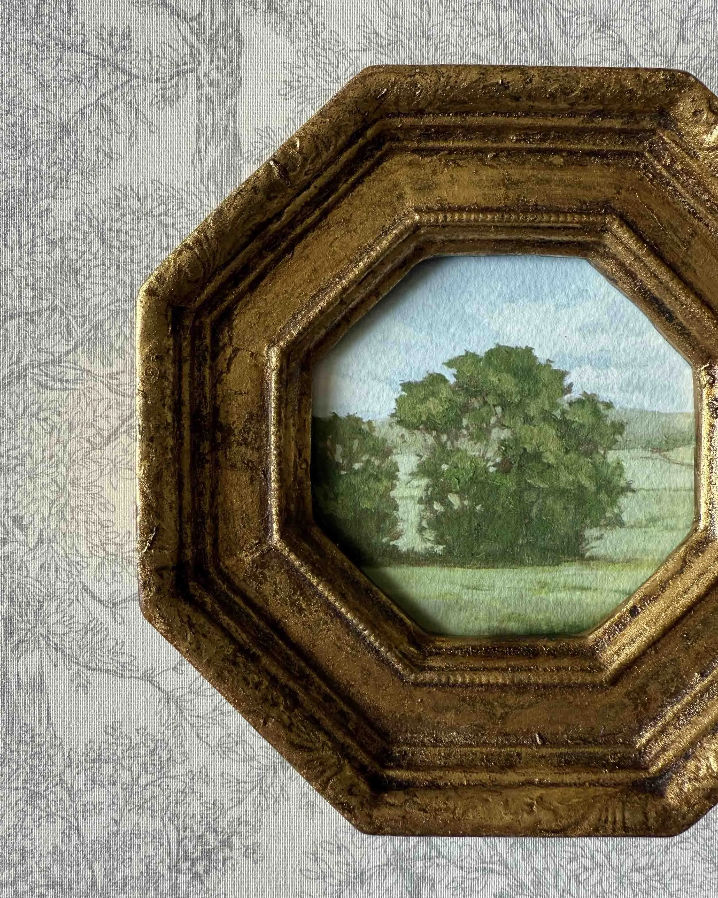 "Sounds of Summer ii" giclee landscape print in vintage octagonal frame