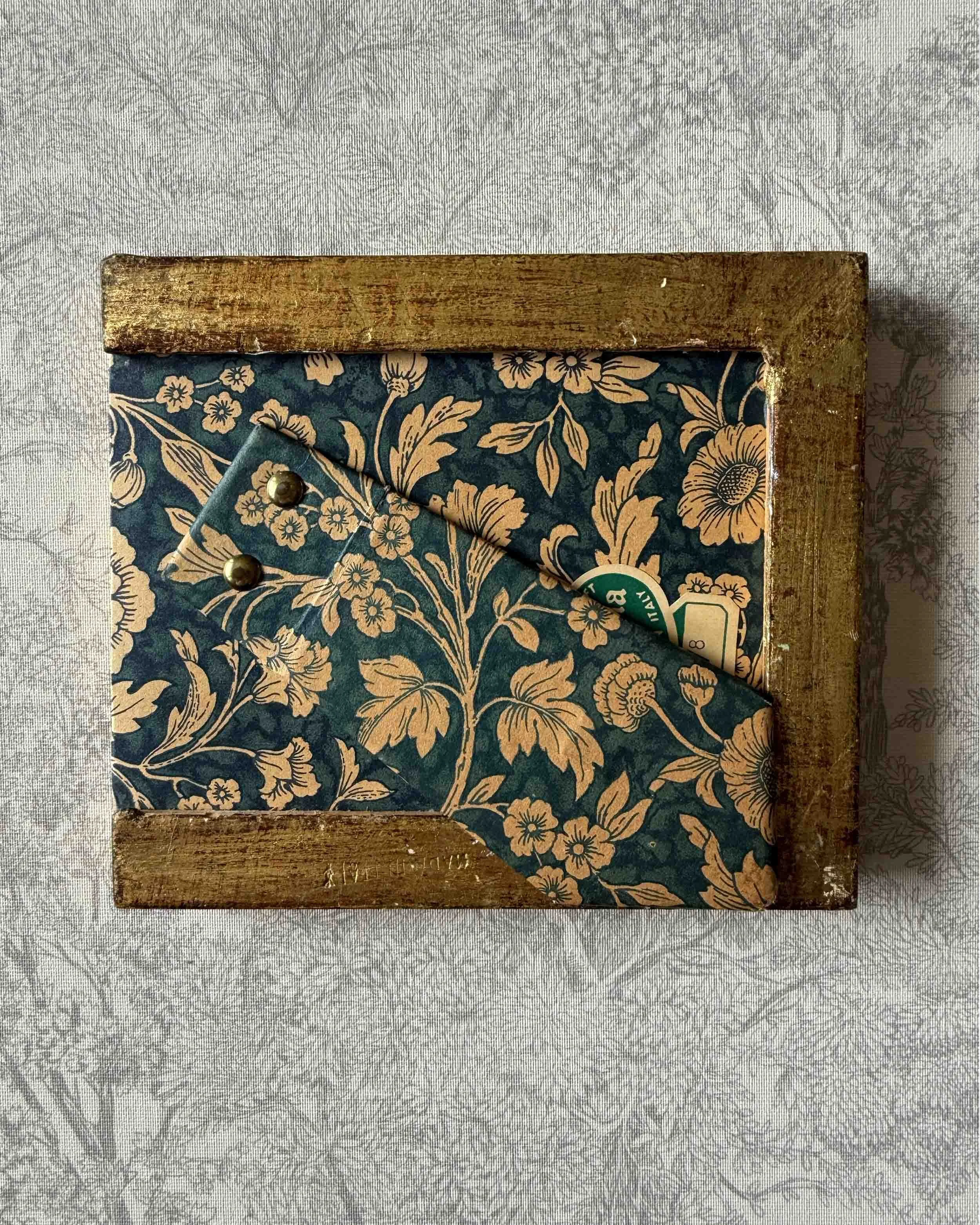 "Farmland Green iv" original oil landscape painting in vintage Florentine frame