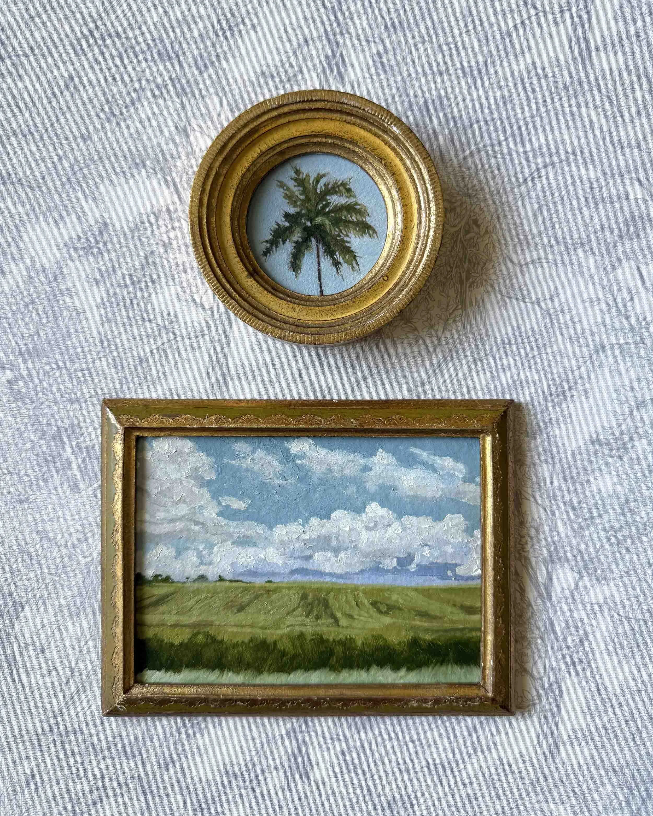 "Field with Rolling Clouds" original oil landscape painting