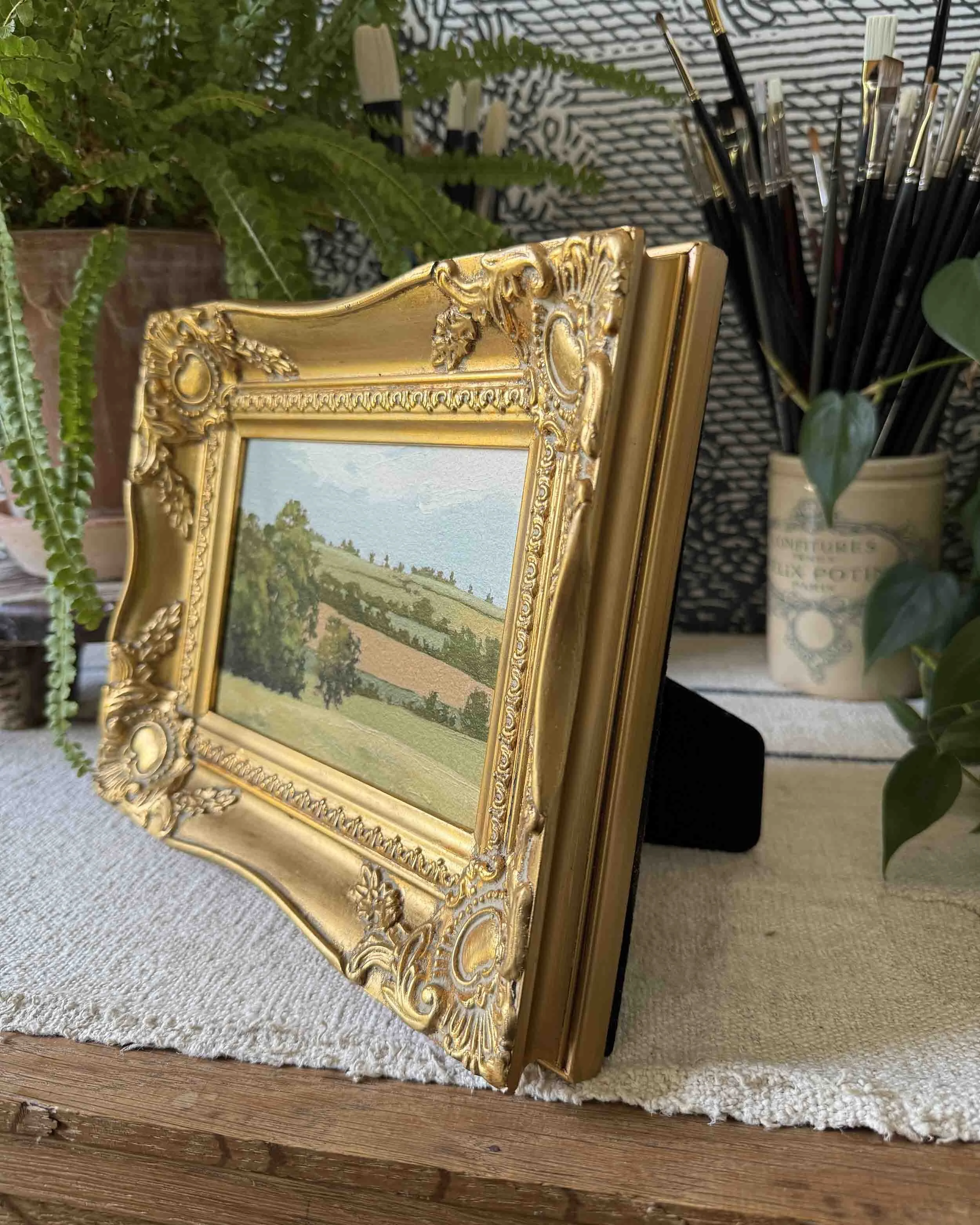 "Perspective" giclee landscape print in vintage gold wood frame