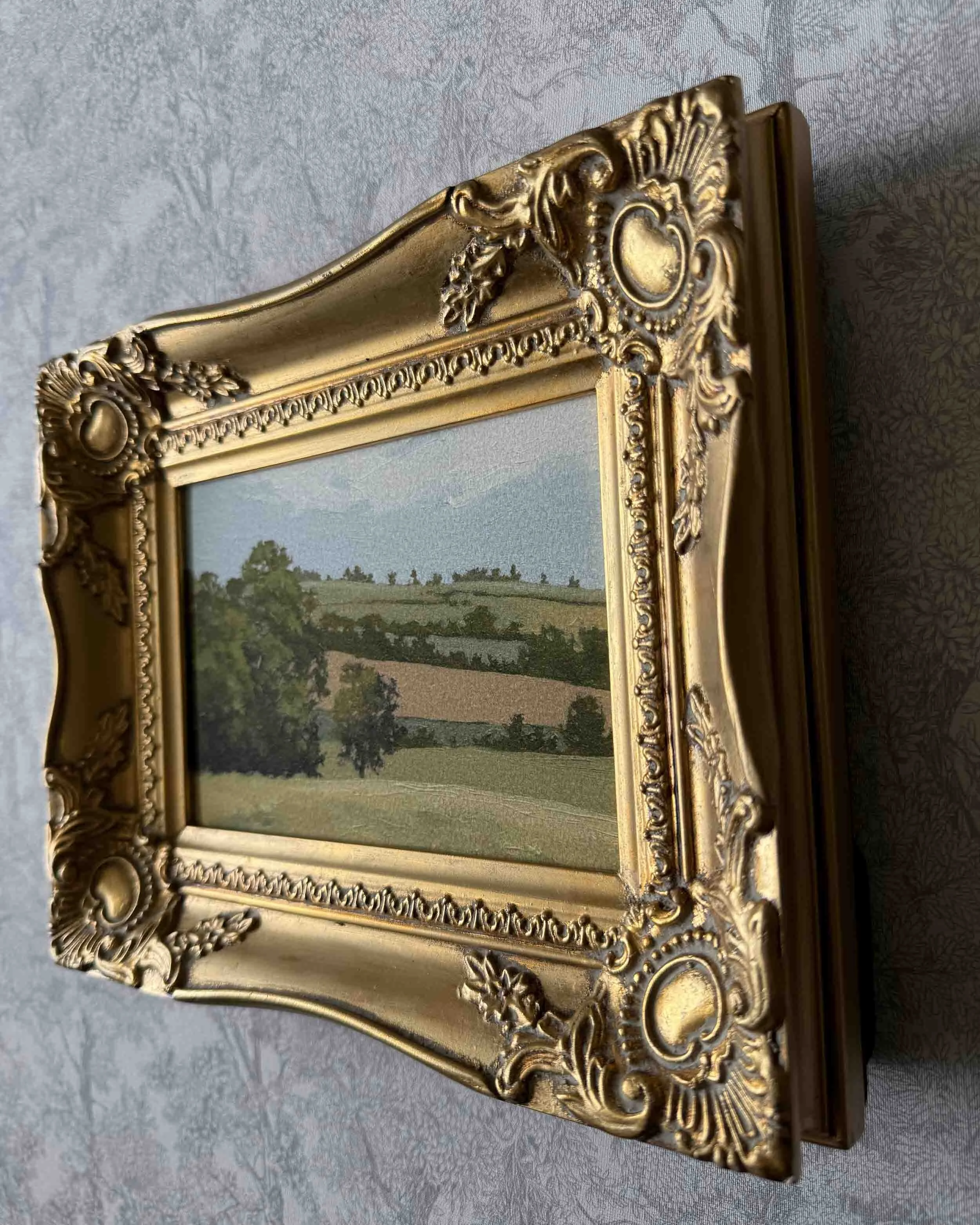 "Perspective" giclee landscape print in vintage gold wood frame